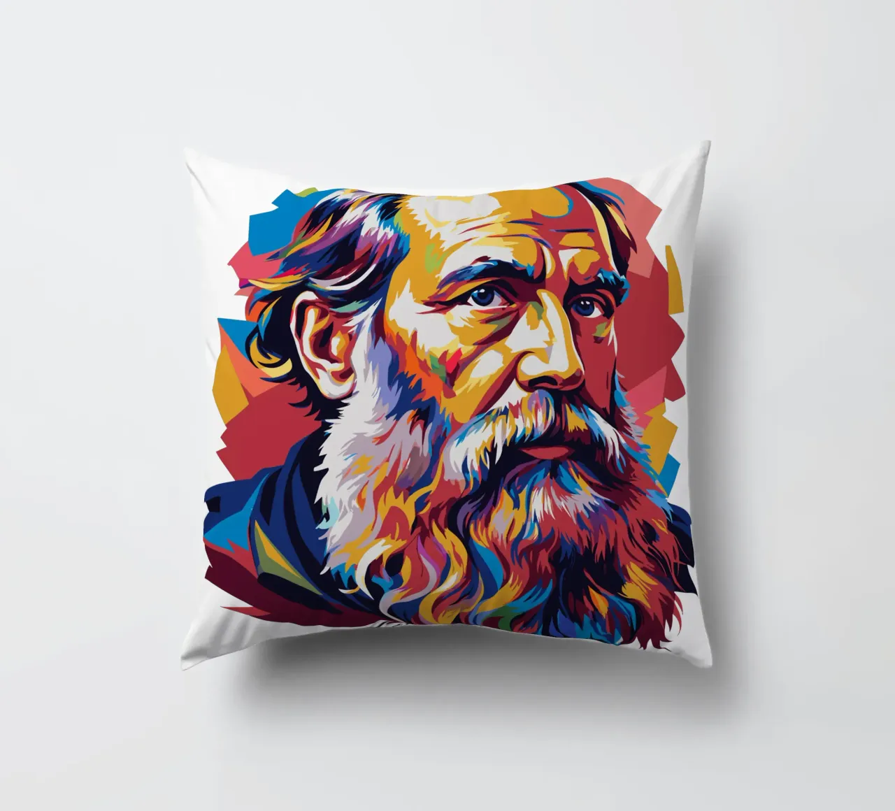 Leo Tolstoy in WPAP Pop Art cuscino da vectorartnesia