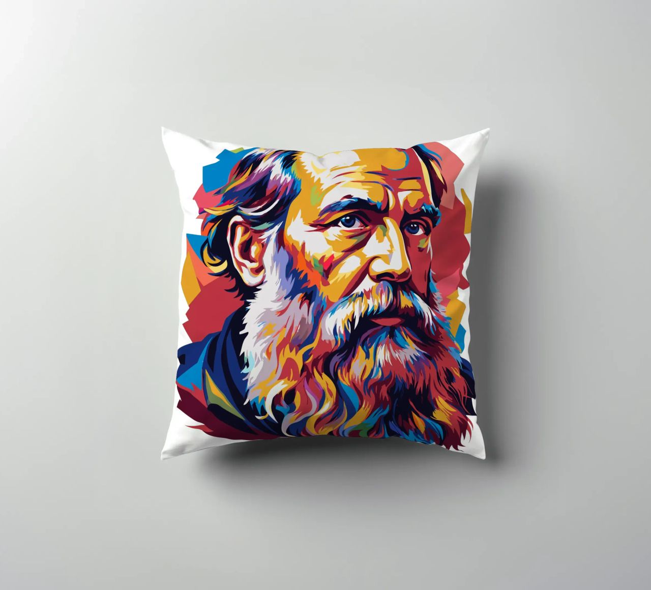 Leo Tolstoy in WPAP Pop Art cuscino da vectorartnesia