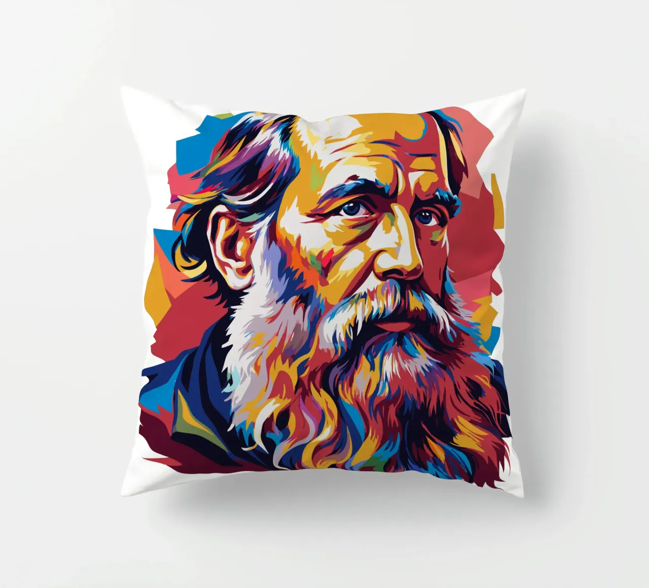 Leo Tolstoy in WPAP Pop Art cuscino da vectorartnesia