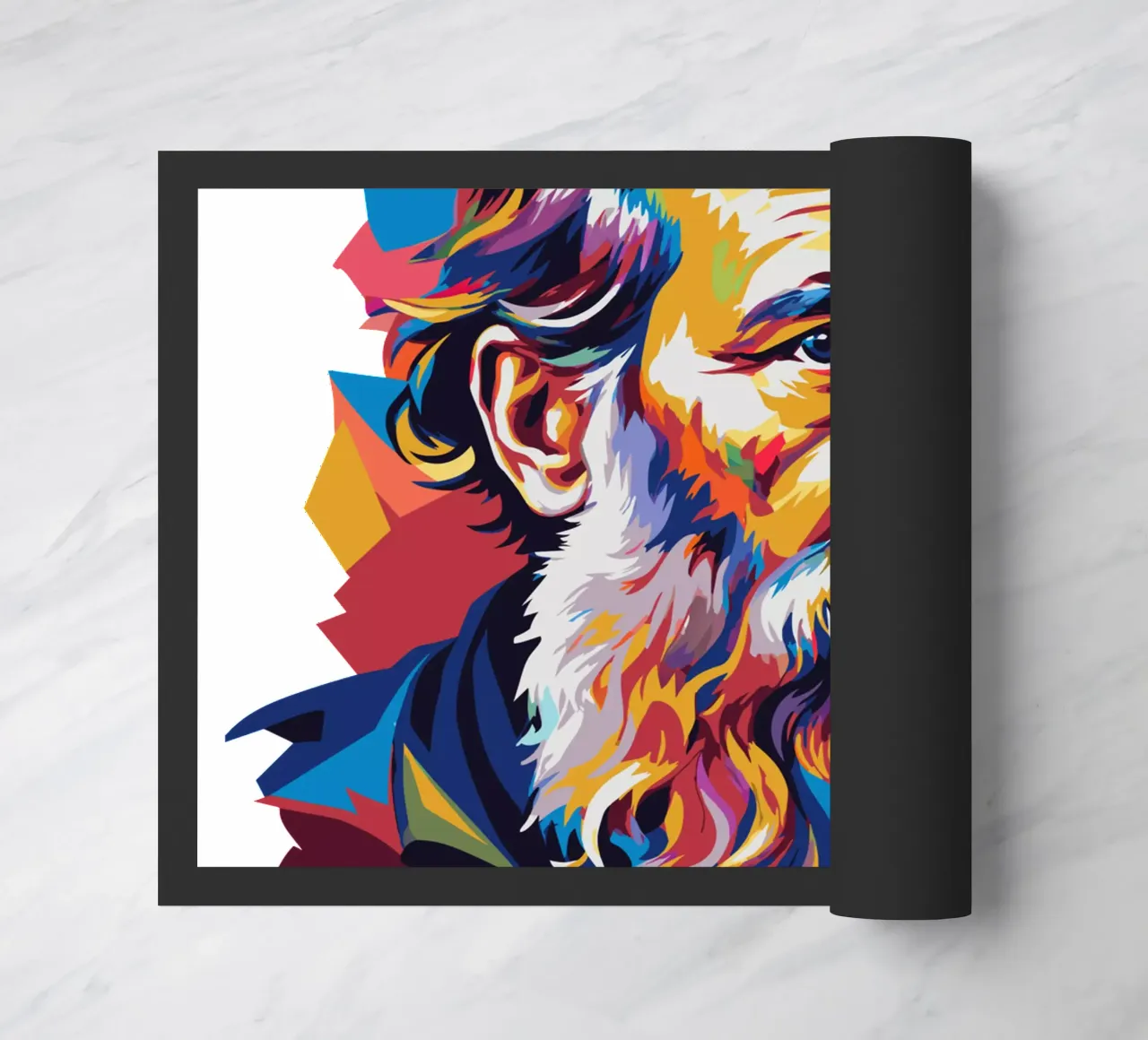 Leo Tolstoy in WPAP Pop Art Fußmatte von vectorartnesia
