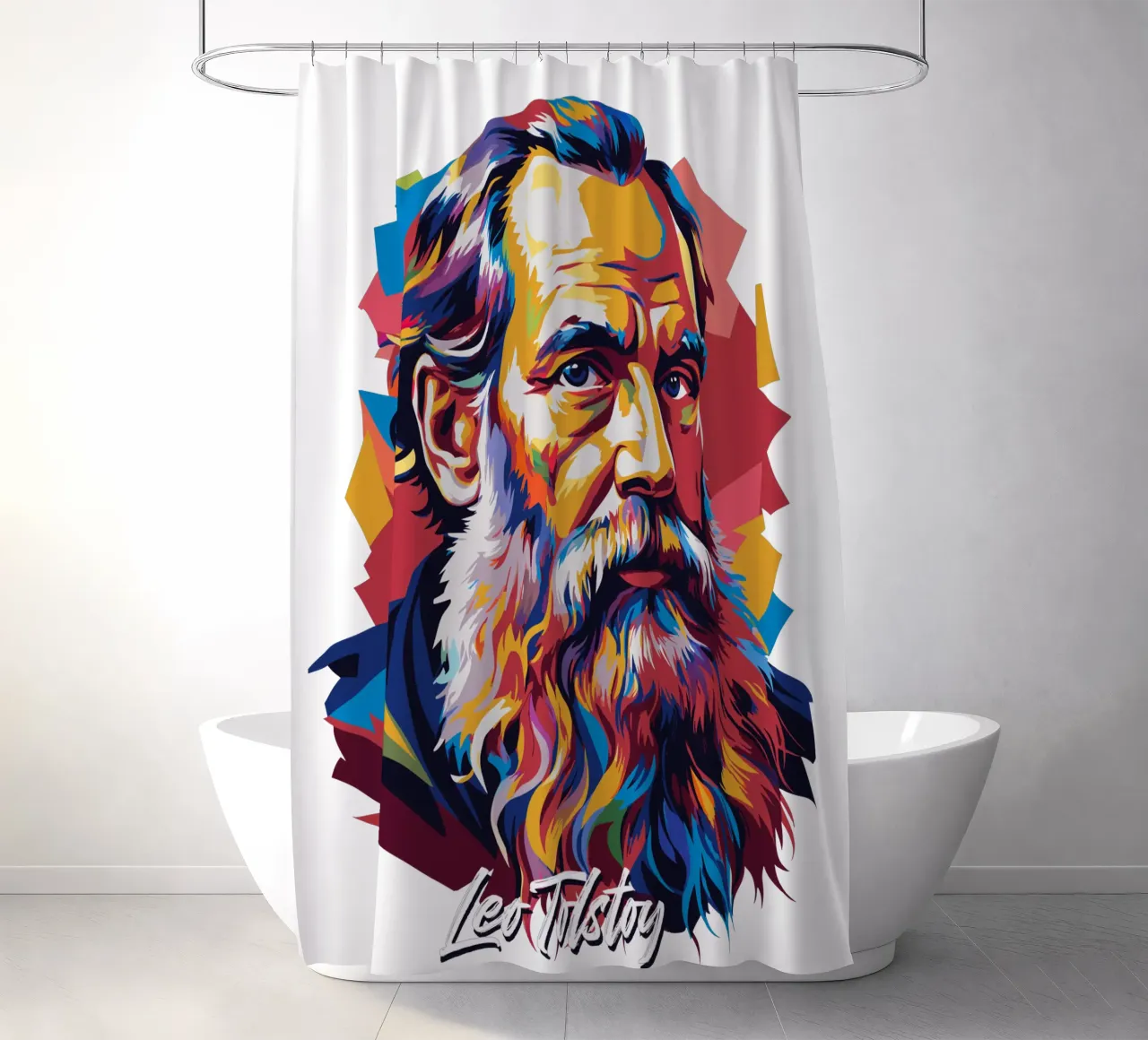 Leo Tolstoy in WPAP Pop Art tenda da doccia da vectorartnesia