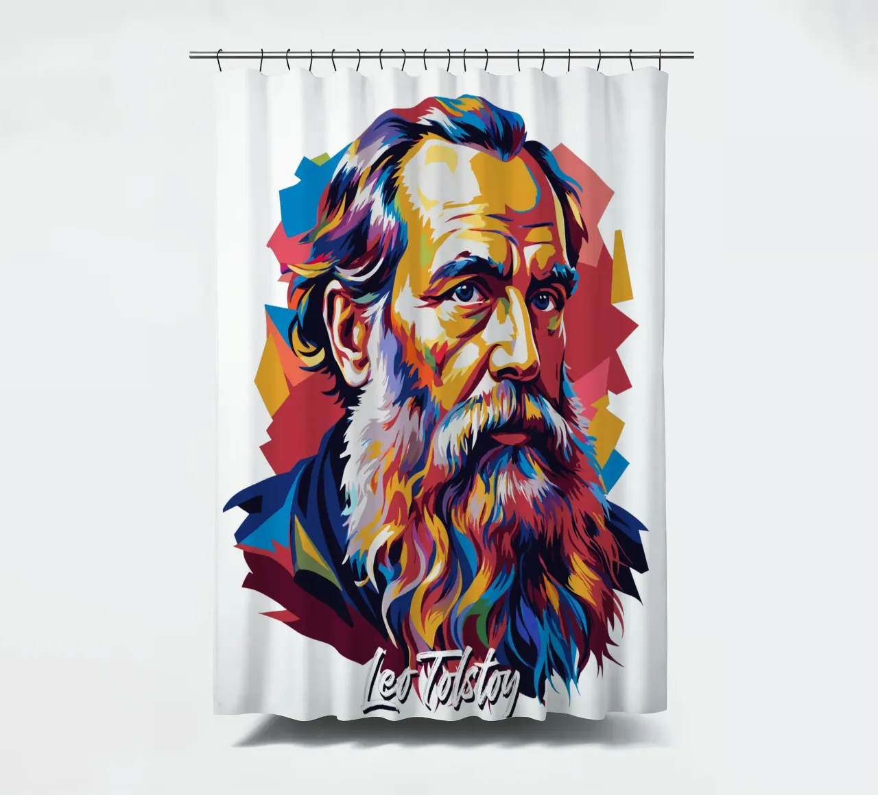 Leo Tolstoy in WPAP Pop Art tenda da doccia da vectorartnesia