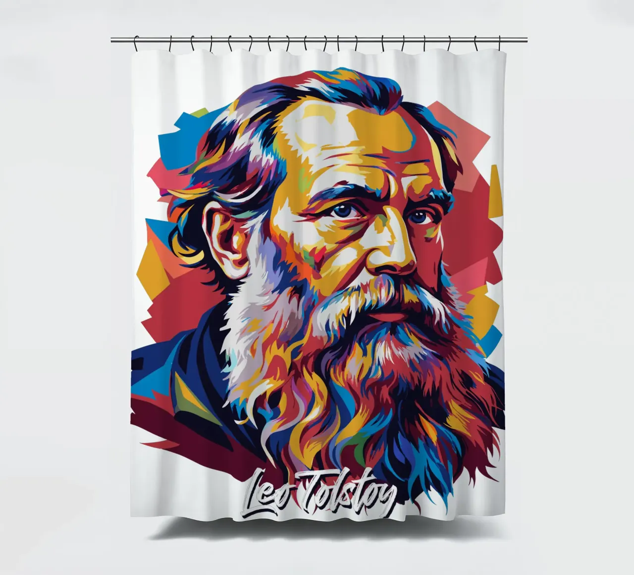 Leo Tolstoy in WPAP Pop Art tenda da doccia da vectorartnesia