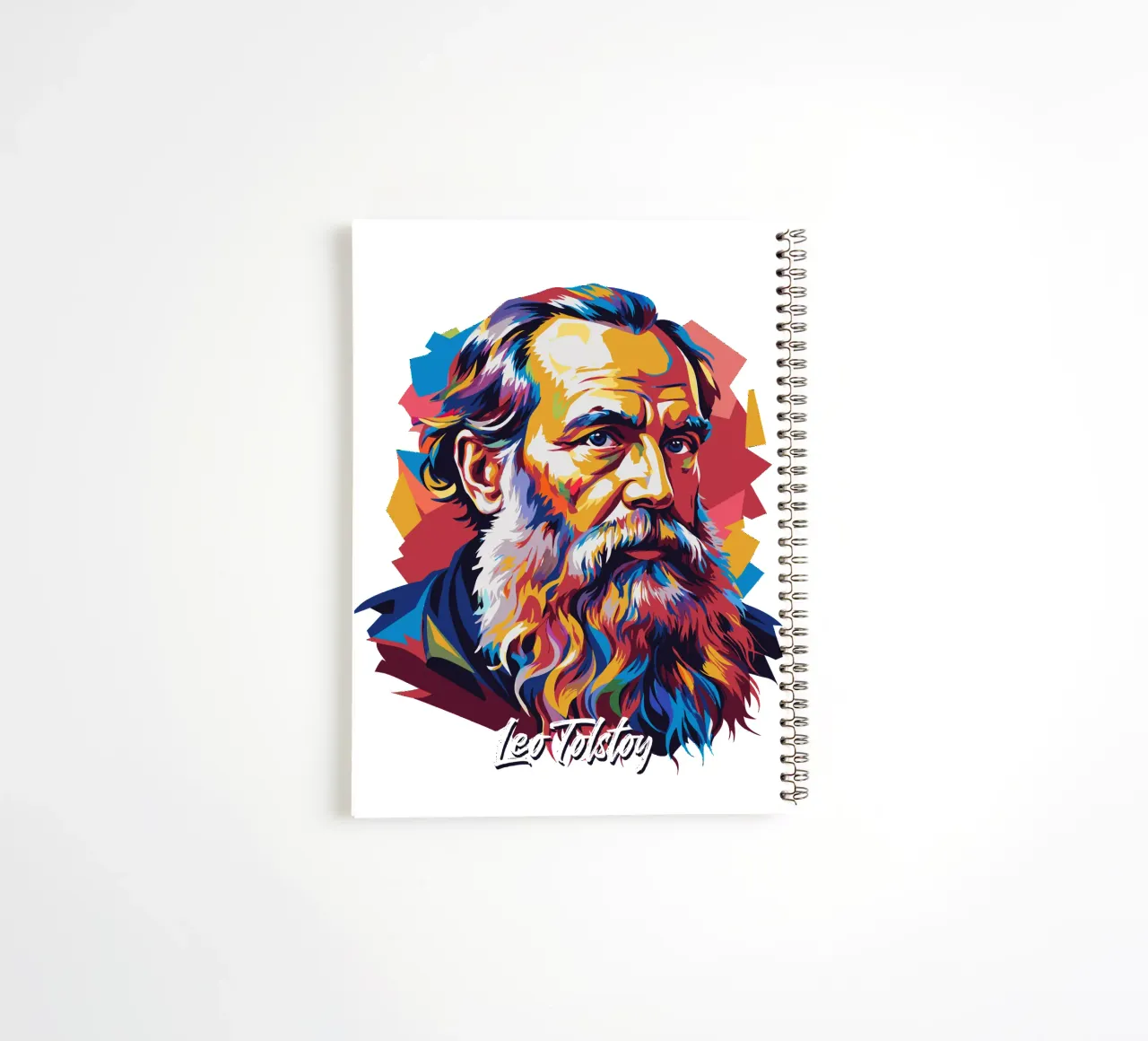 Leo Tolstoy in WPAP Pop Art spiral notebook by vectorartnesia