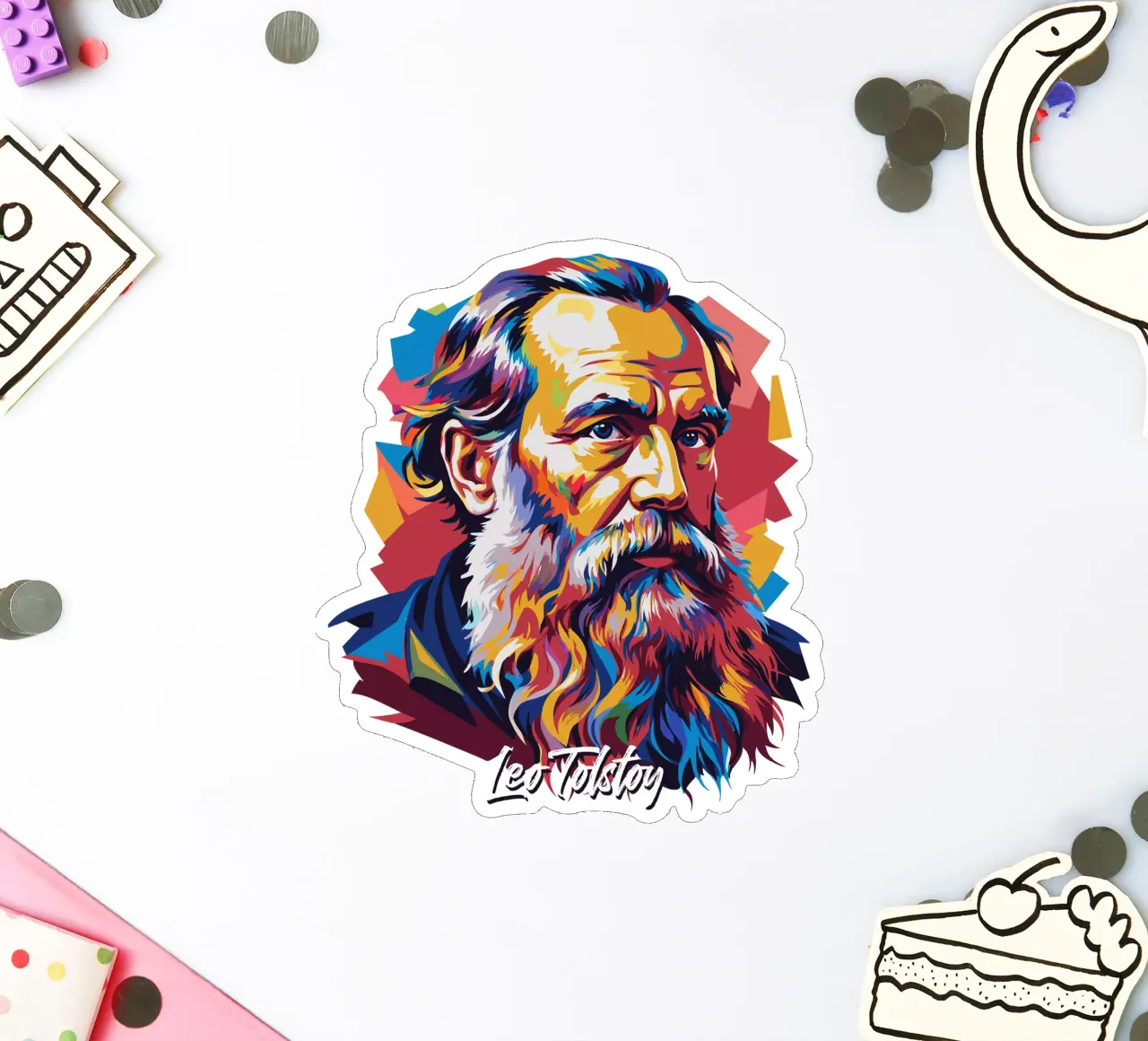 Leo Tolstoy in WPAP Pop Art adesivo da vectorartnesia
