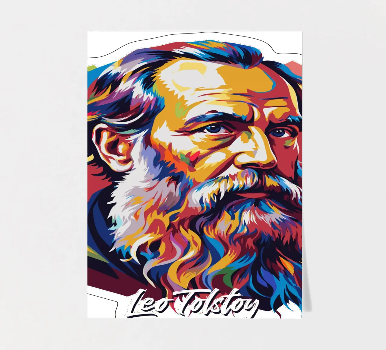 Leo Tolstoy in WPAP Pop Art foglio adesivo da vectorartnesia