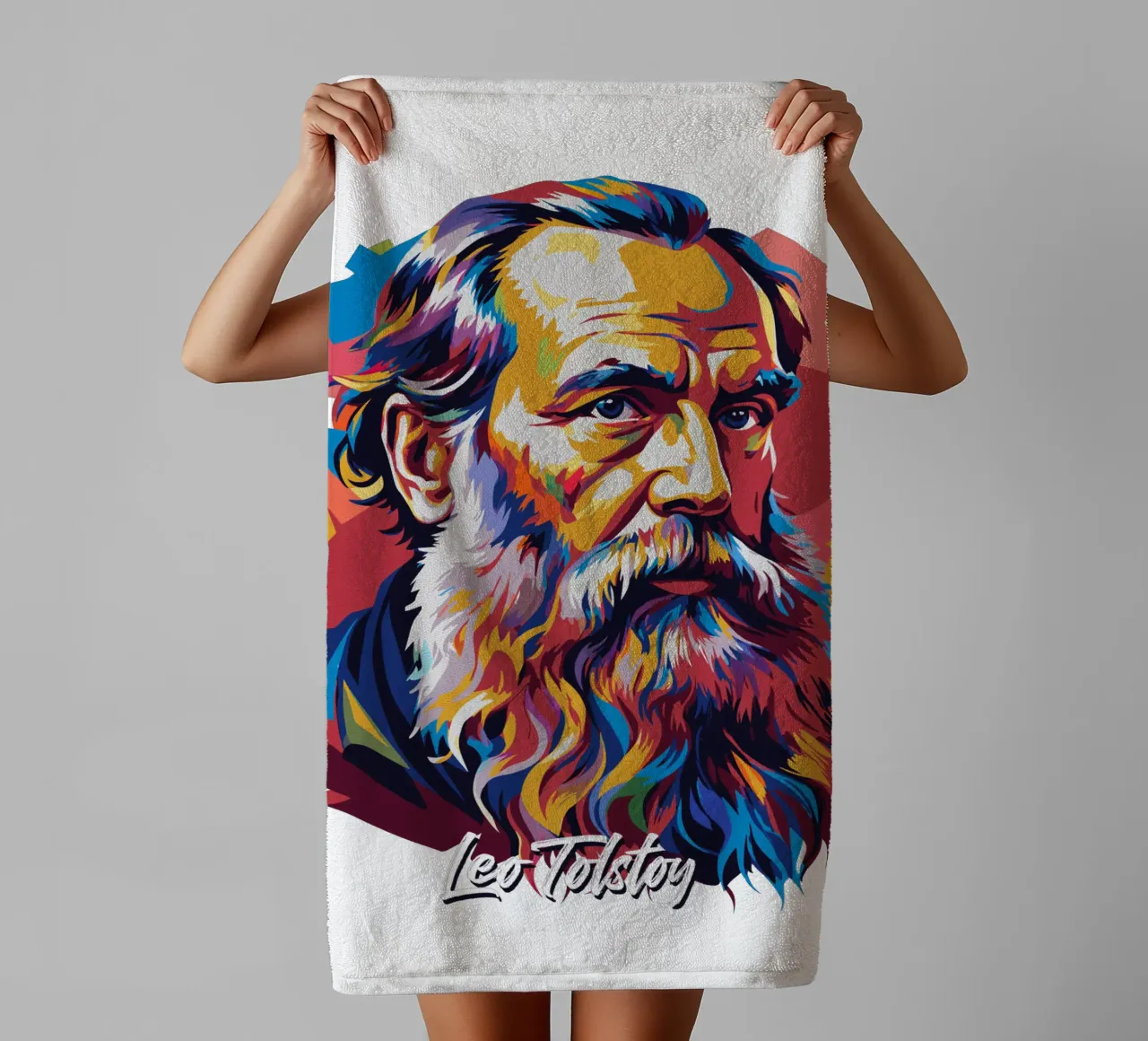 Leo Tolstoy in WPAP Pop Art toalla de baño de vectorartnesia