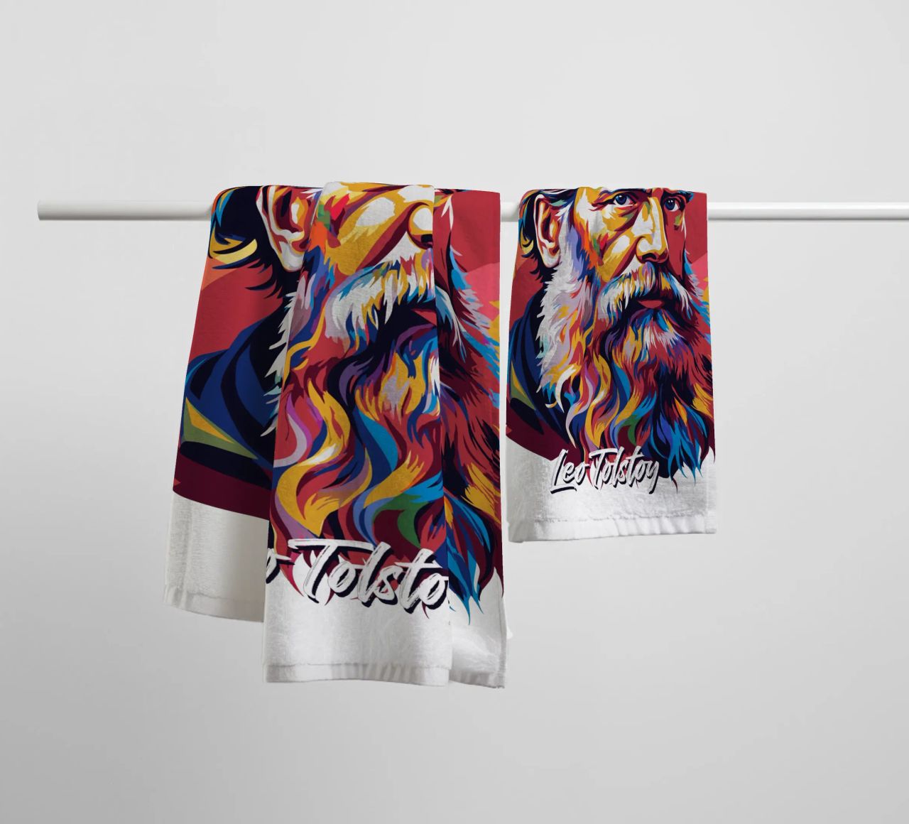 Leo Tolstoy in WPAP Pop Art asciugamano da bagno da vectorartnesia