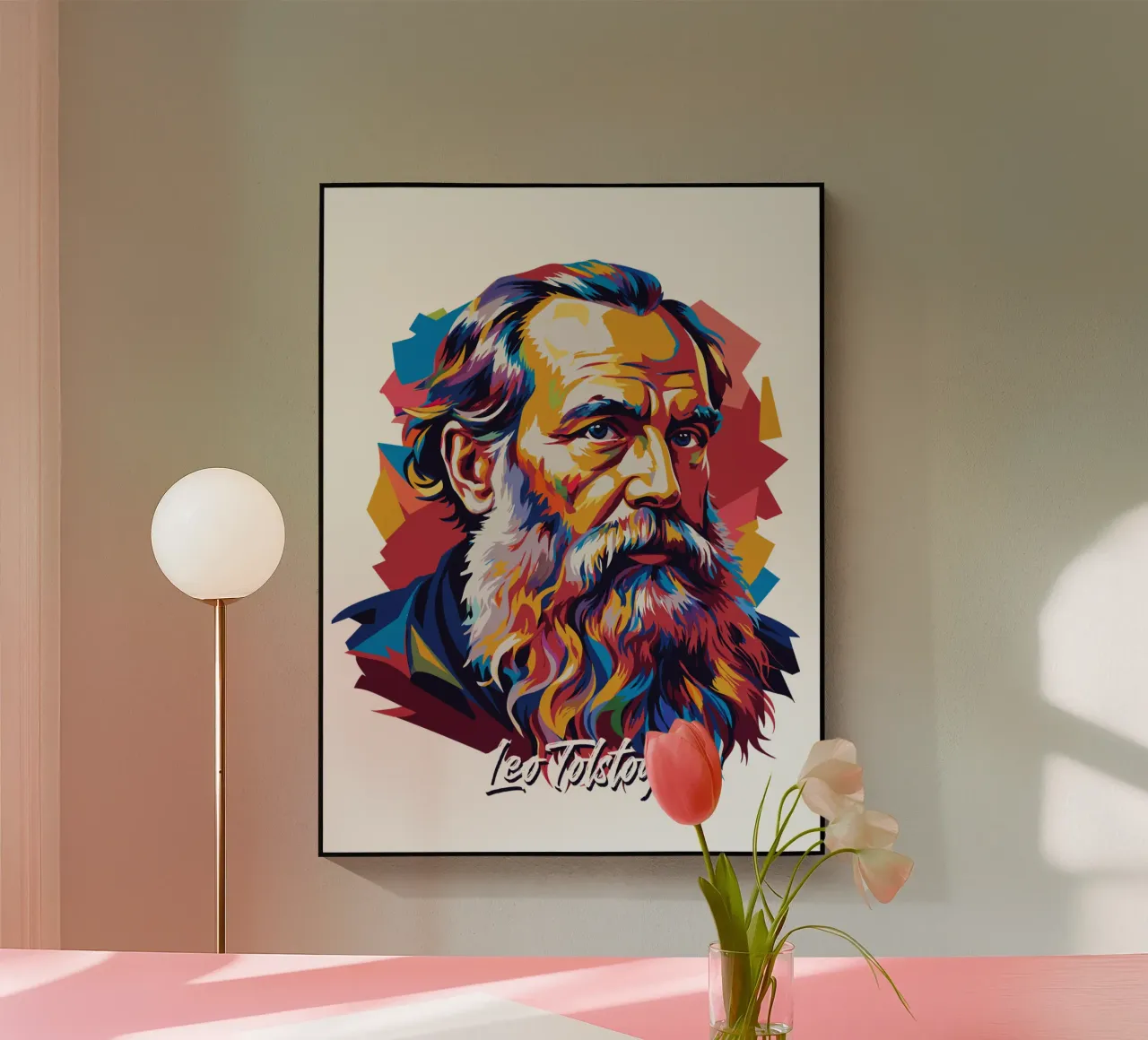Leo Tolstoy in WPAP Pop Art acrylic glass by vectorartnesia