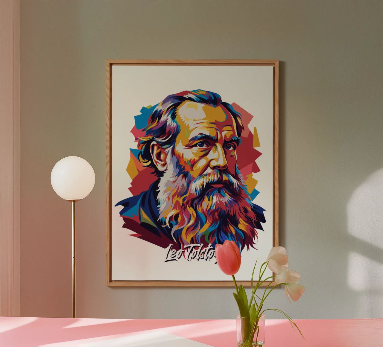 Leo Tolstoy in WPAP Pop Art alluminio dibond da vectorartnesia