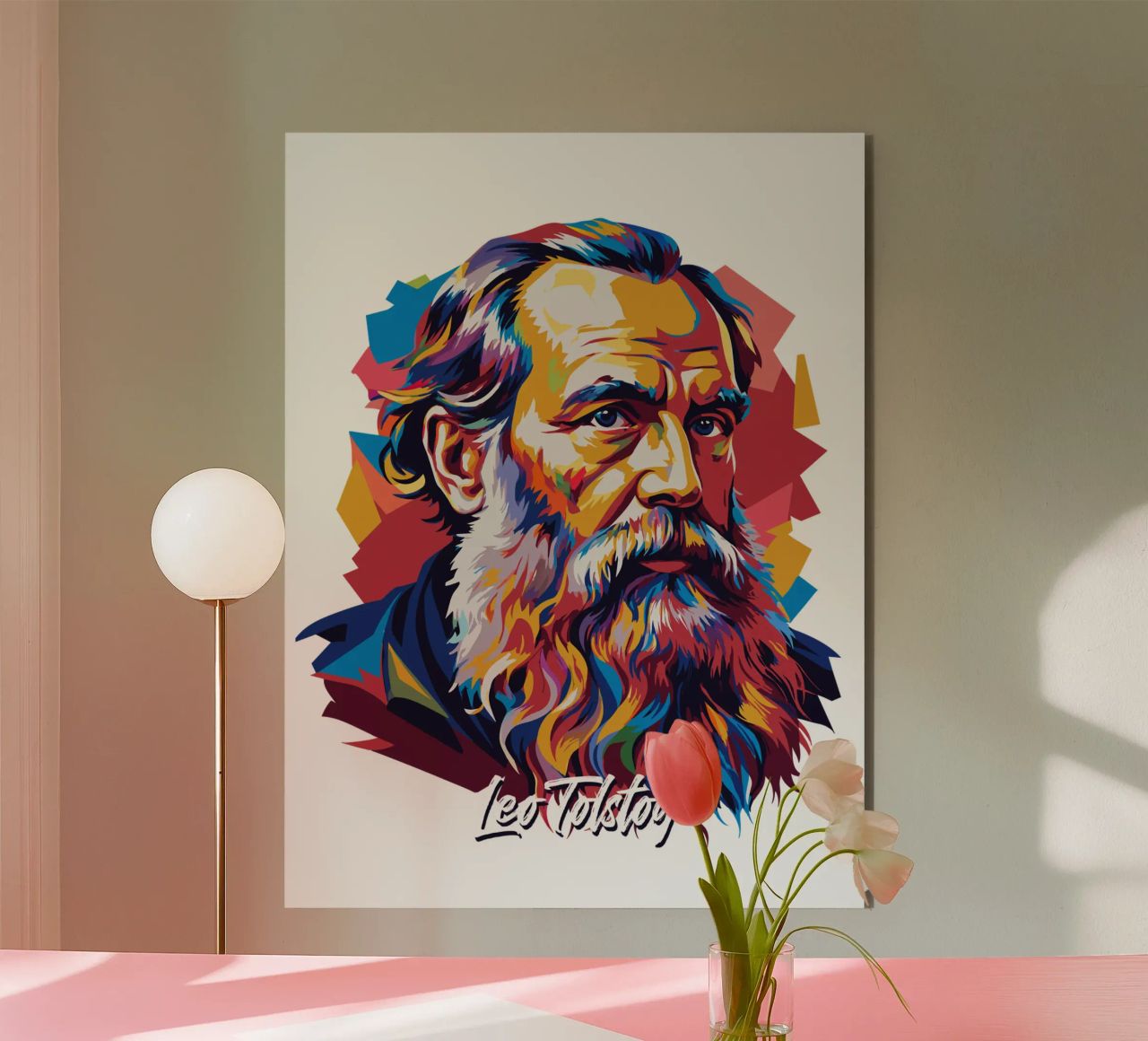 Leo Tolstoy in WPAP Pop Art alluminio dibond da vectorartnesia