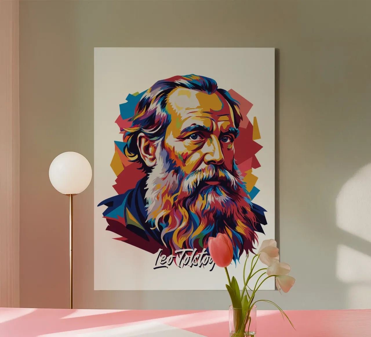 Leo Tolstoy in WPAP Pop Art canvas van vectorartnesia
