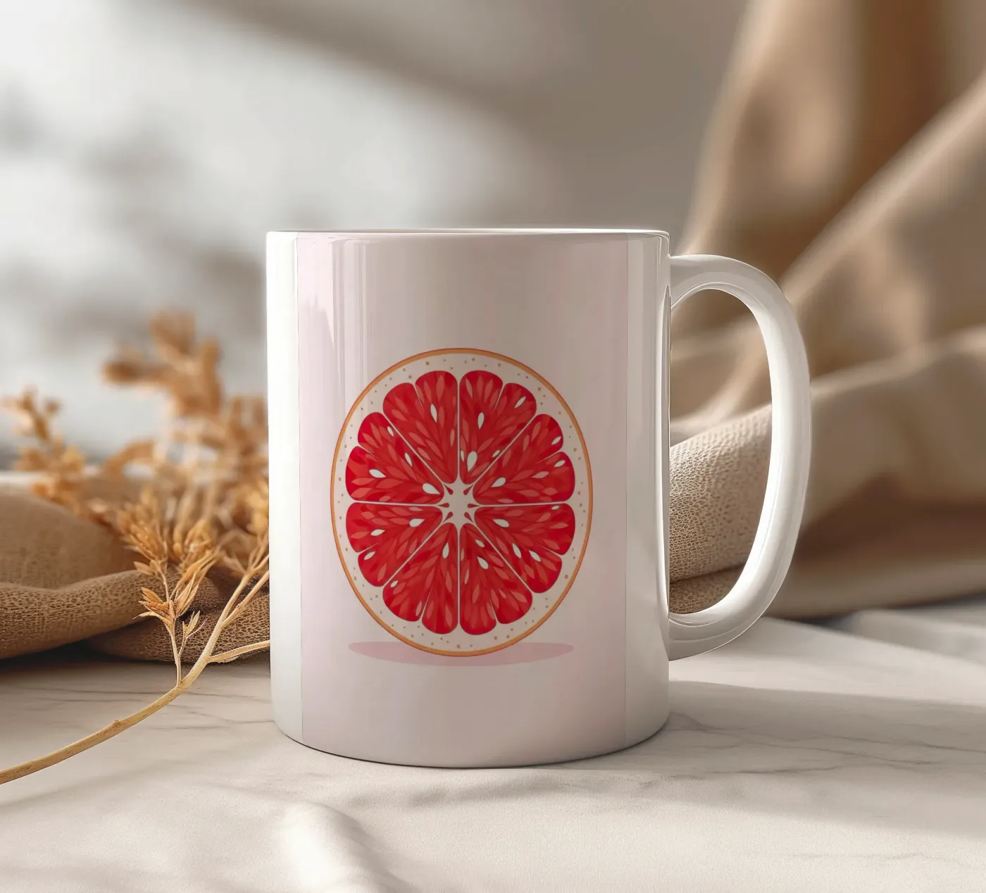 Grapefruit Half ceramic mug by FlatPrint Studio