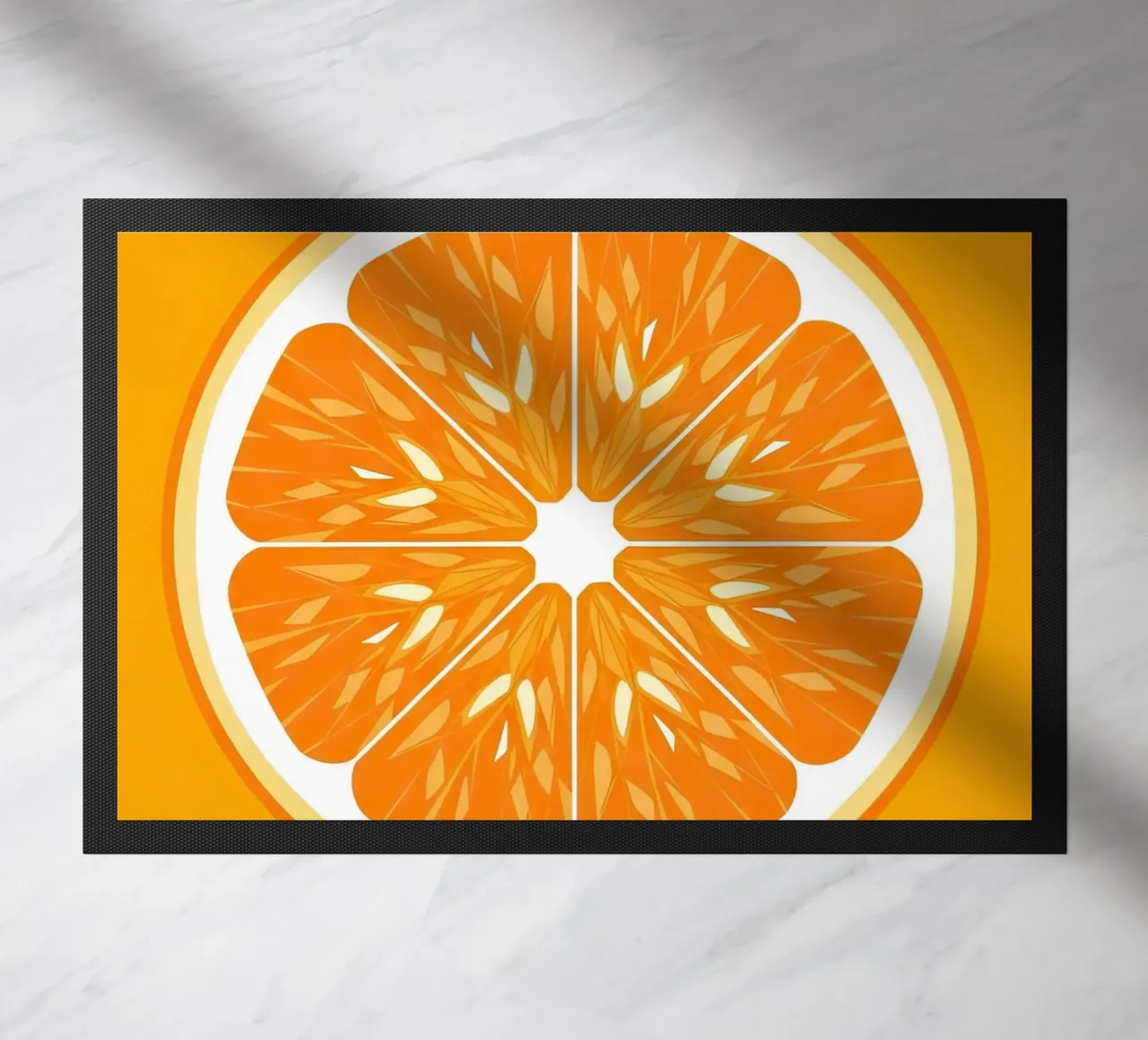 Orange Slice Cross-section doormat by FlatPrint Studio