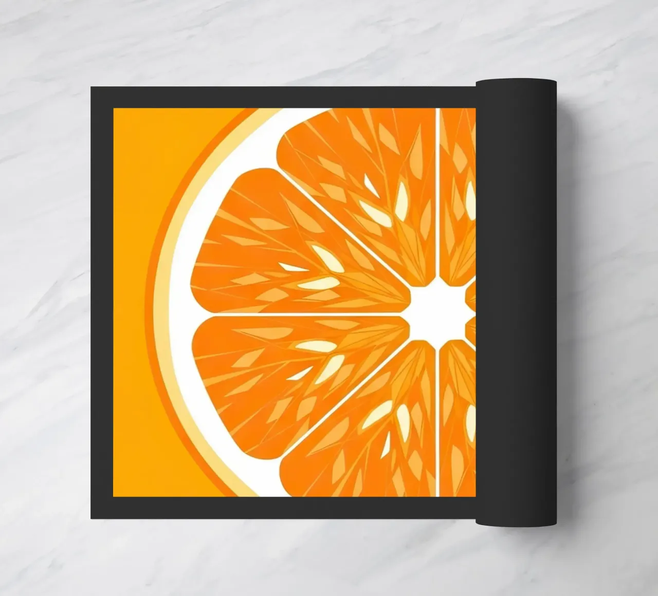 Orange Slice Cross-section doormat by FlatPrint Studio