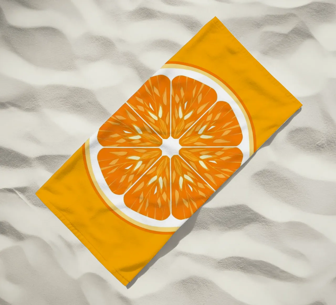 Sezione trasversale di una fetta d'arancia telo mare da FlatPrint Studio