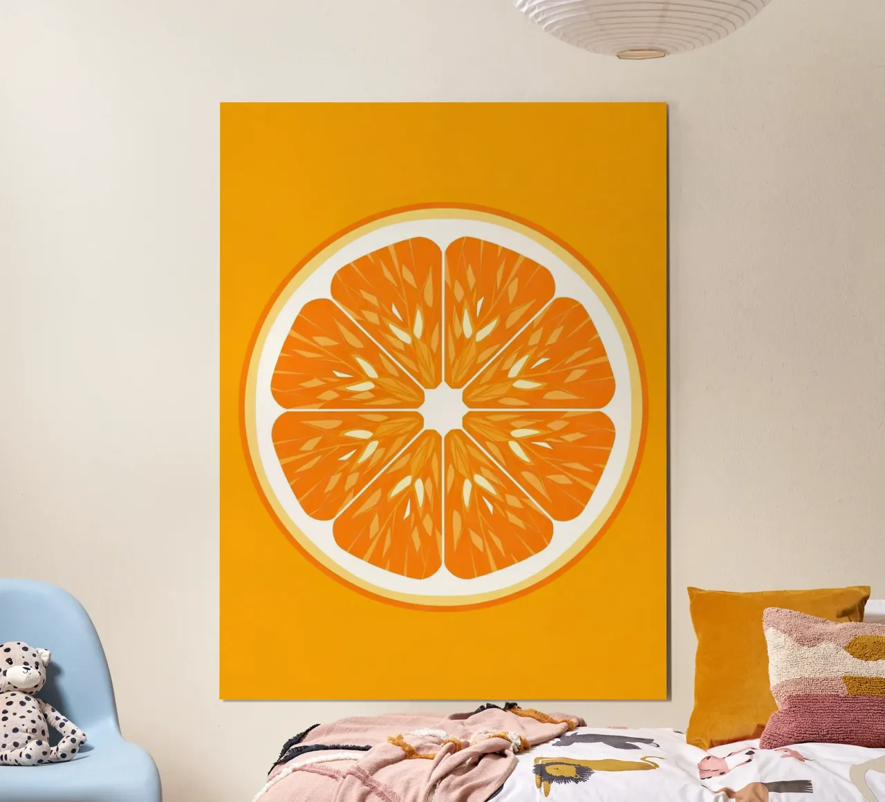 Sezione trasversale di una fetta d'arancia poster da FlatPrint Studio