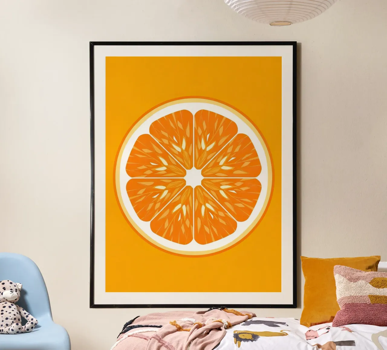 Sezione trasversale di una fetta d'arancia poster da FlatPrint Studio