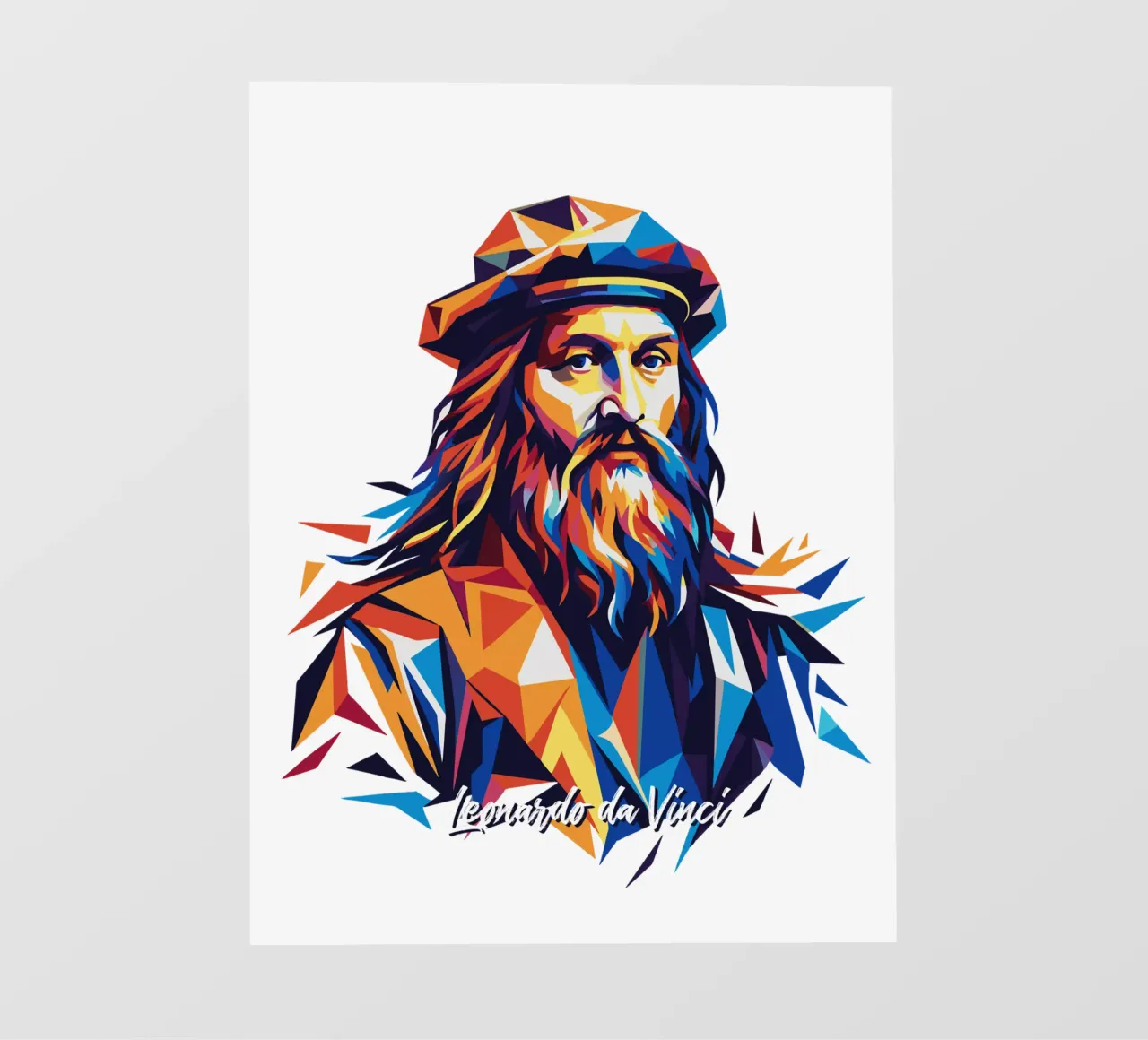 Leonardo da Vinci in WPAP Pop Art telo in pvc da vectorartnesia