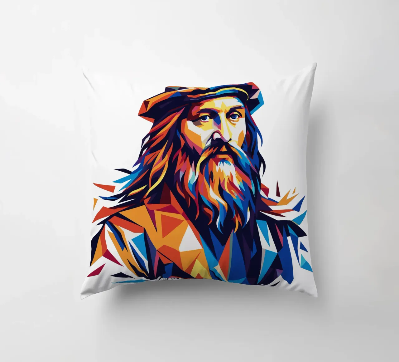 Leonardo da Vinci in WPAP Pop Art cuscino da vectorartnesia