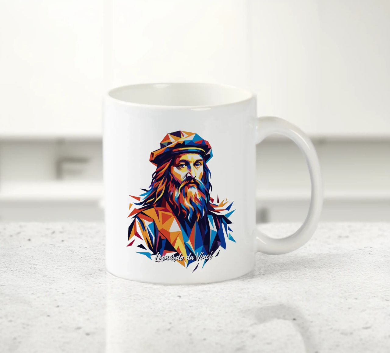 Leonardo da Vinci in WPAP Pop Art tazza in ceramica da vectorartnesia