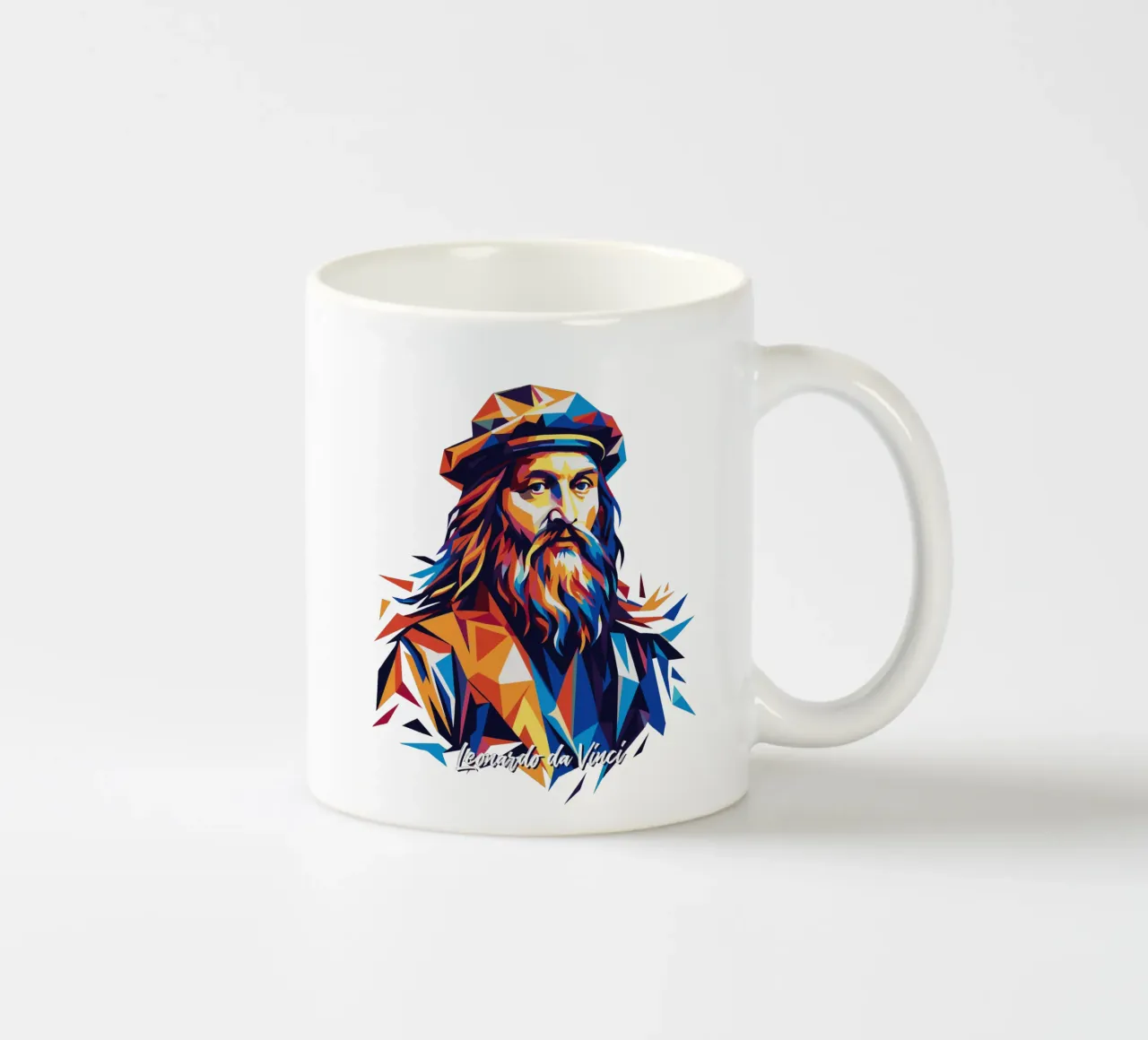 Leonardo da Vinci in WPAP Pop Art Keramik Tasse von vectorartnesia