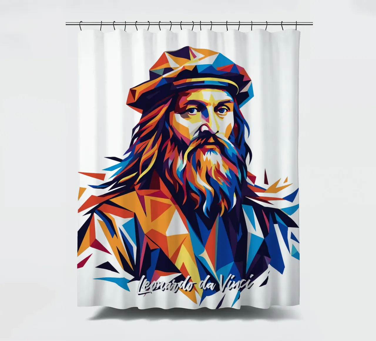 Leonardo da Vinci in WPAP Pop Art tenda da doccia da vectorartnesia