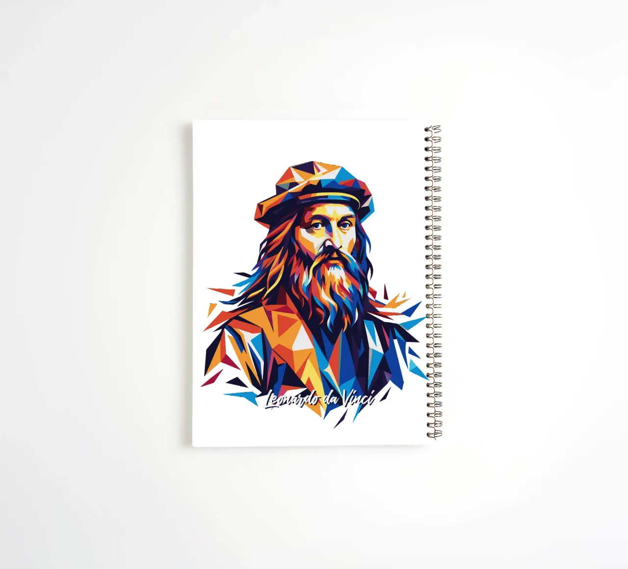 Leonardo da Vinci in WPAP Pop Art spiral notebook by vectorartnesia
