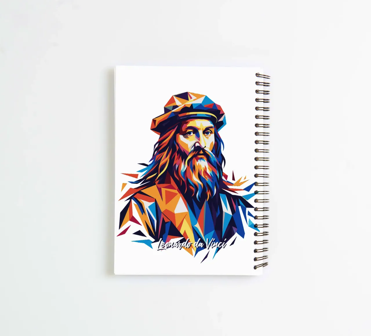 Leonardo da Vinci in WPAP Pop Art spiral notebook by vectorartnesia
