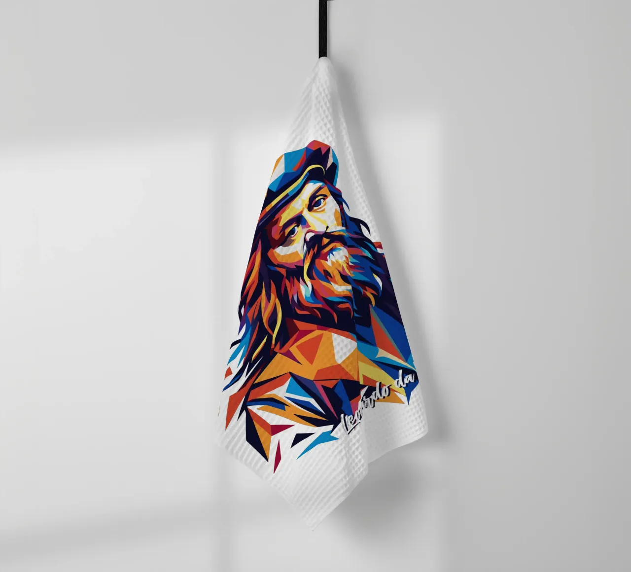 Leonardo da Vinci in WPAP Pop Art canovaccio da cucina da vectorartnesia