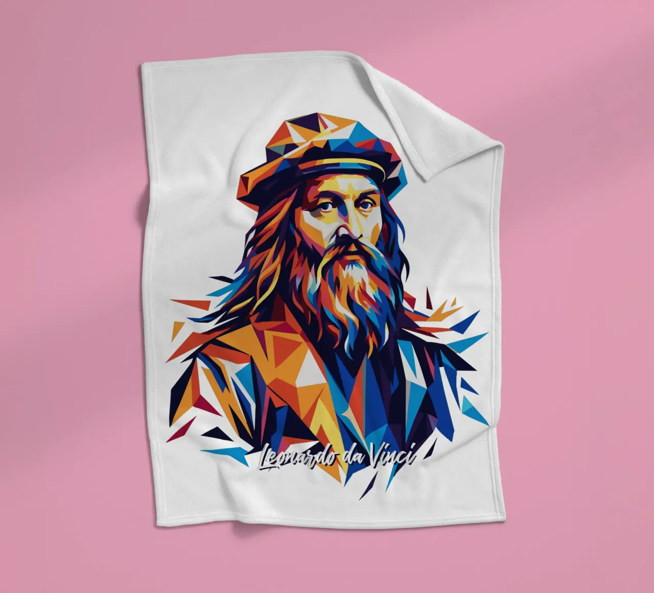 Leonardo da Vinci in WPAP Pop Art coperta in pile da vectorartnesia