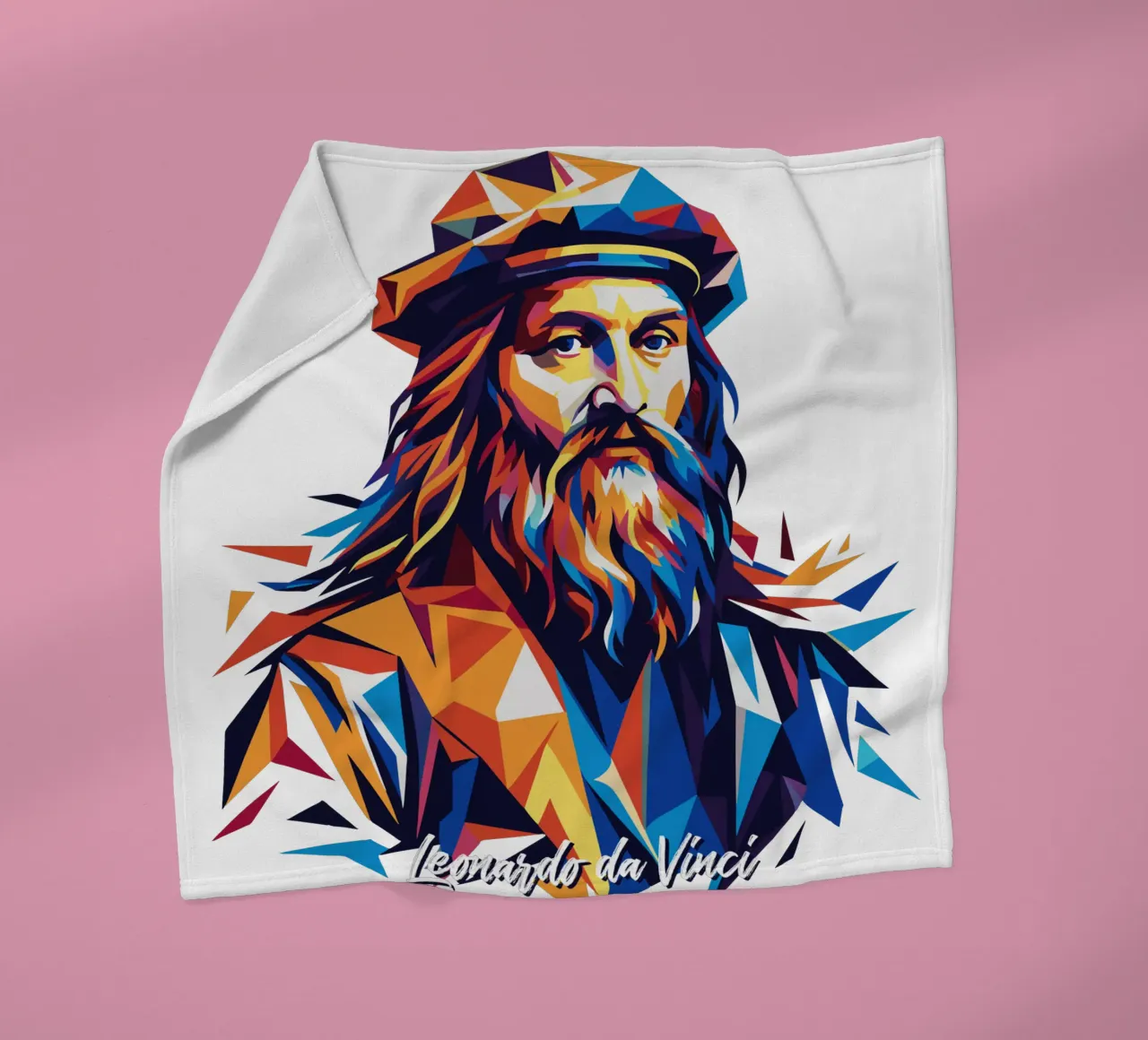 Leonardo da Vinci in WPAP Pop Art coperta in pile da vectorartnesia