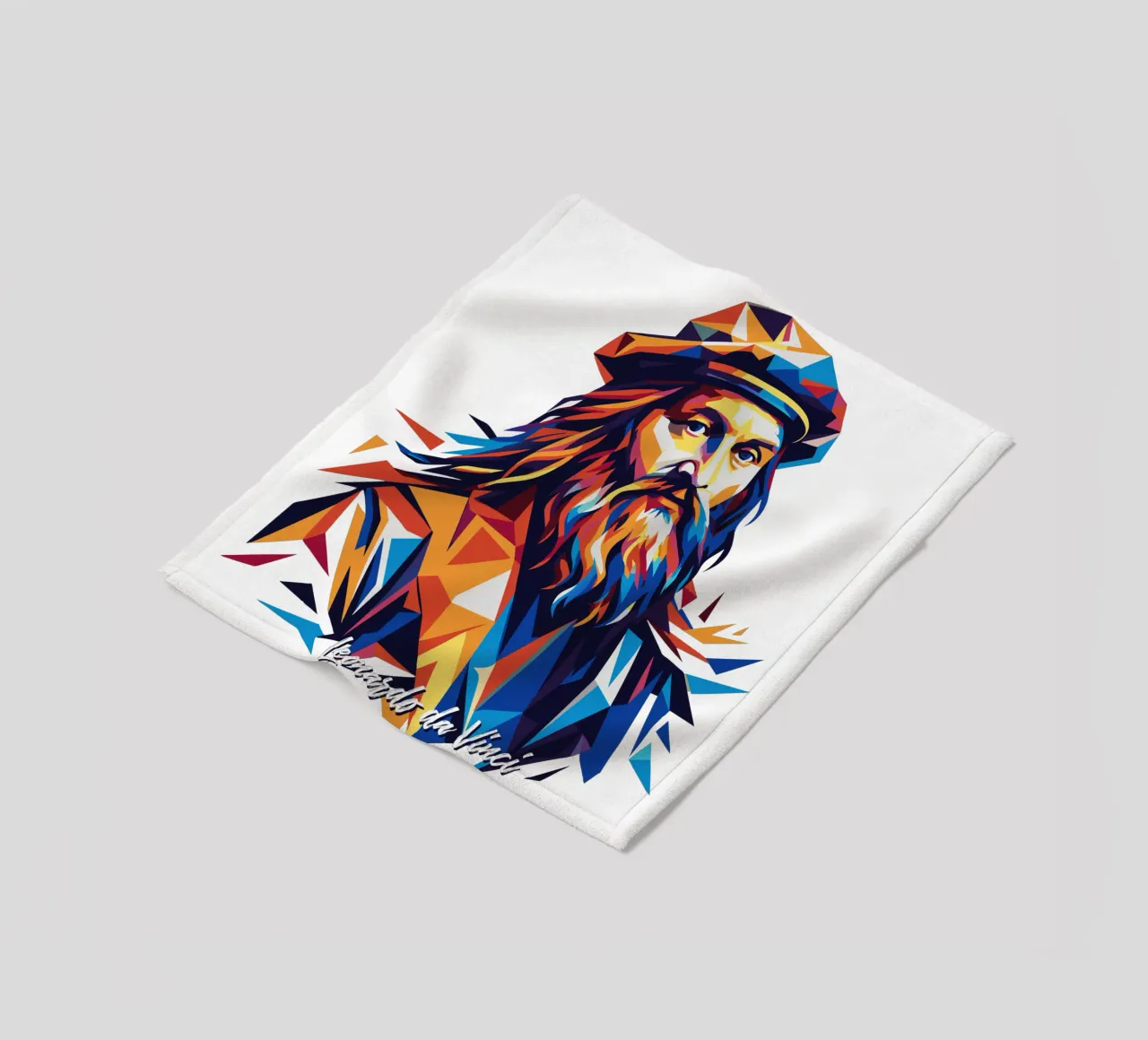 Leonardo da Vinci in WPAP Pop Art coperta in pile da vectorartnesia