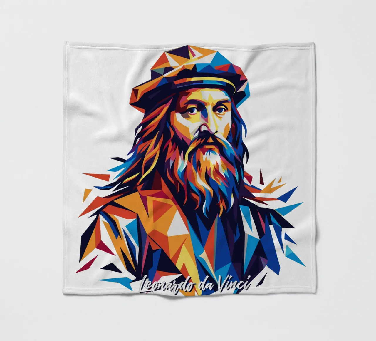 Leonardo da Vinci in WPAP Pop Art coperta in pile da vectorartnesia