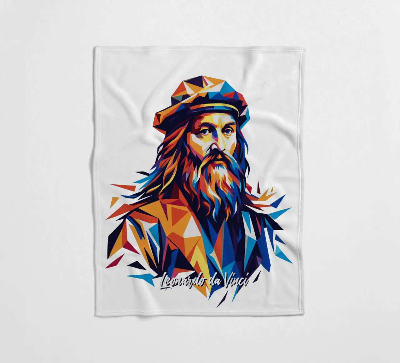 Leonardo da Vinci in WPAP Pop Art coperta in pile da vectorartnesia