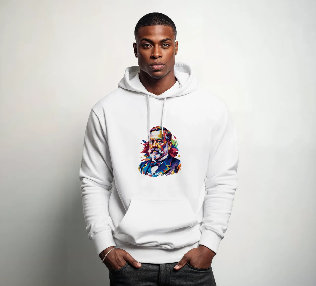 Louis Pasteur in WPAP Pop Art felpa con cappuccio da vectorartnesia