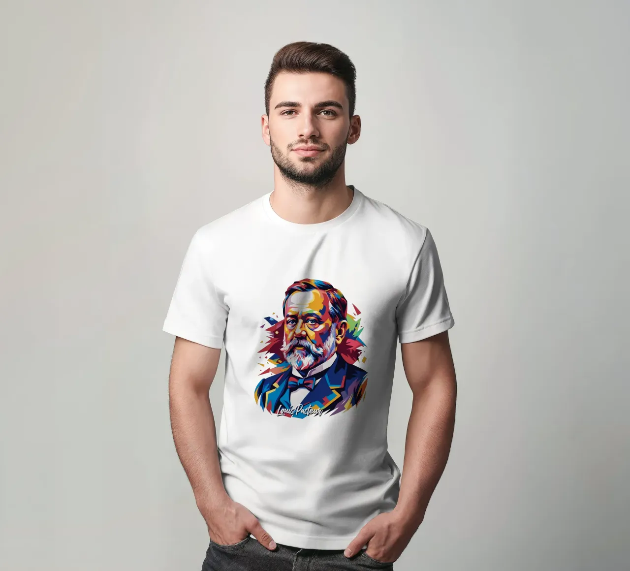 Louis Pasteur in WPAP Pop Art T-Shirt von vectorartnesia