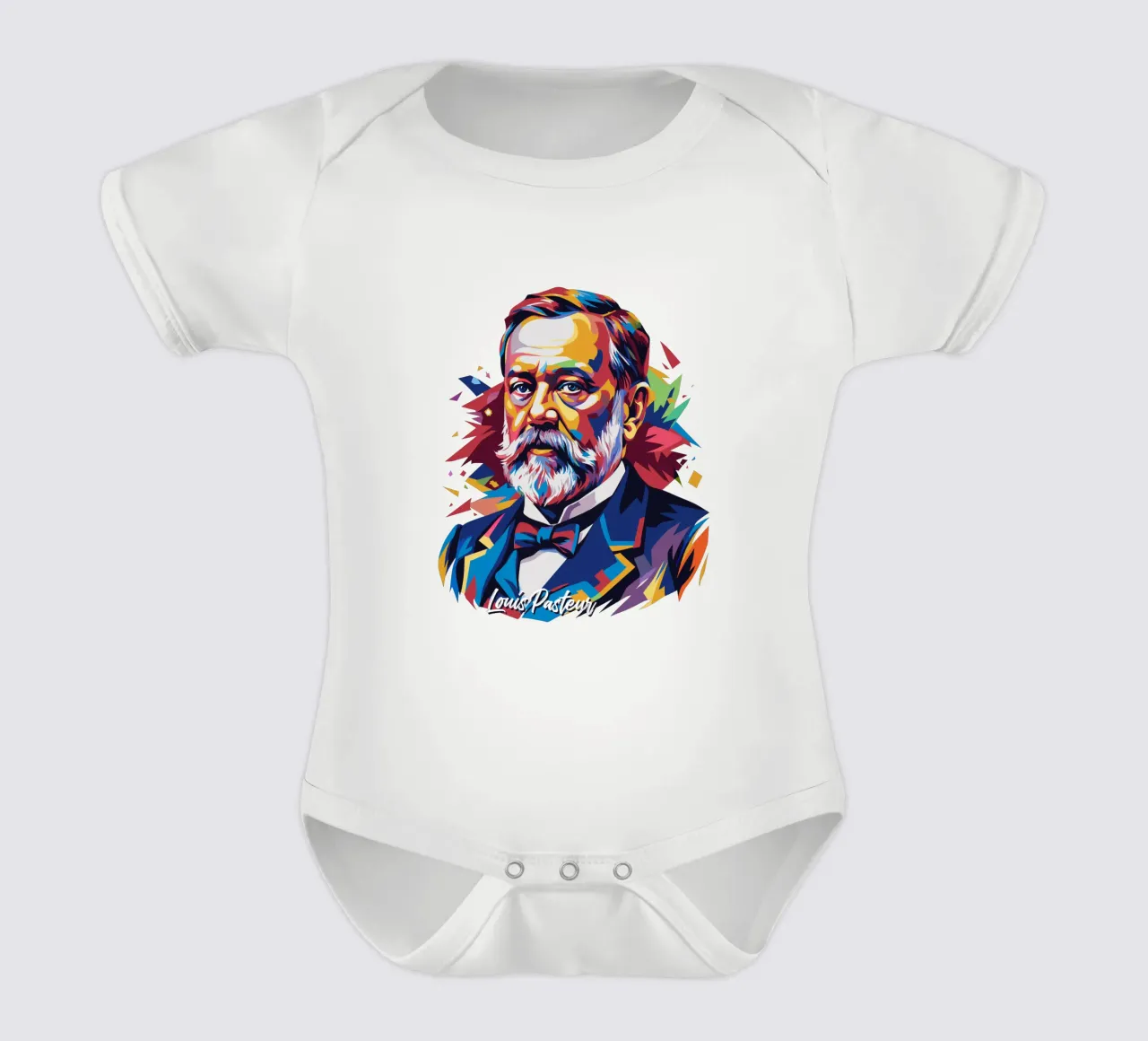 Louis Pasteur in WPAP Pop Art body neonato maniche corte da vectorartnesia