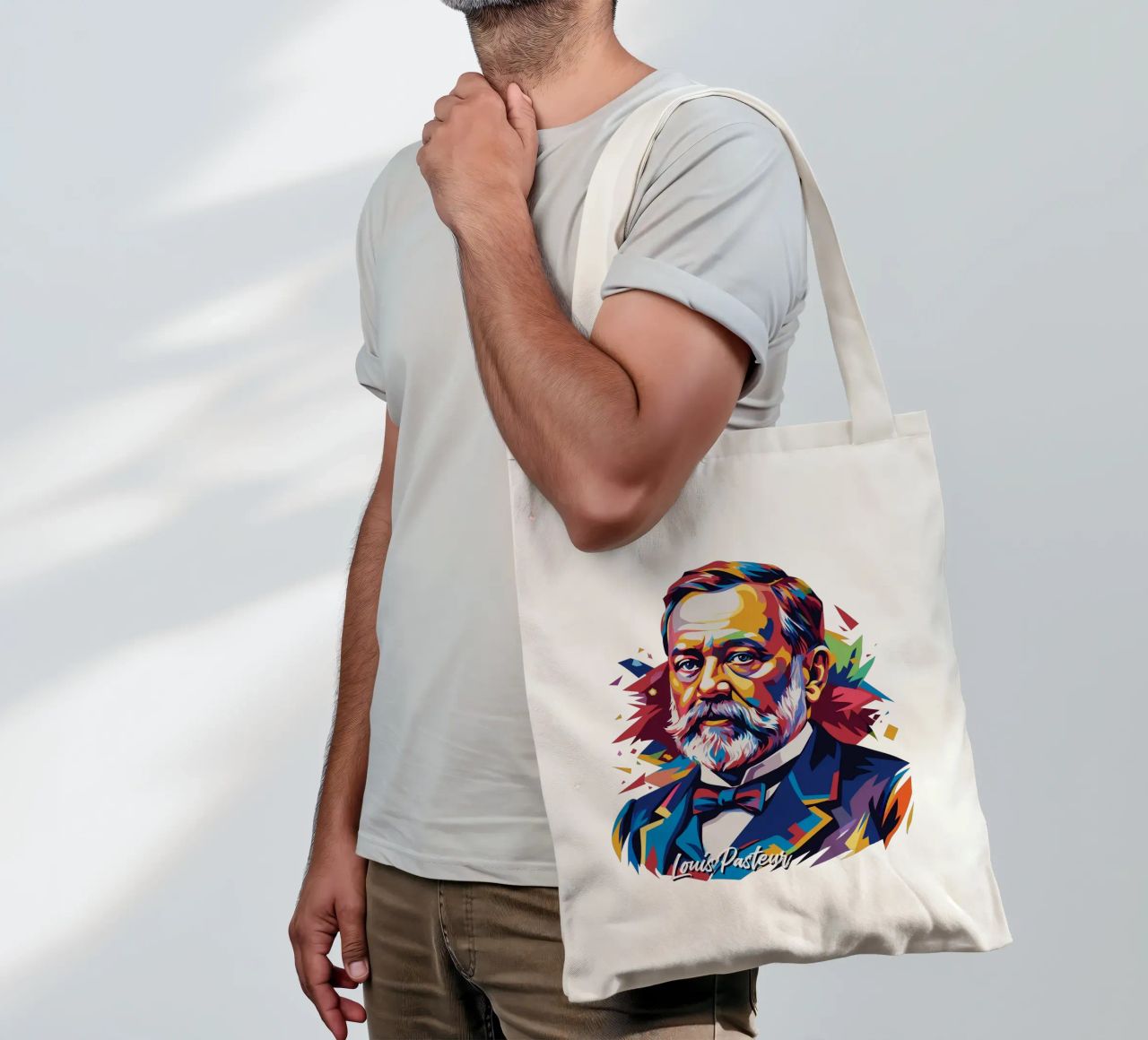 Louis Pasteur in WPAP Pop Art borsa in juta da vectorartnesia