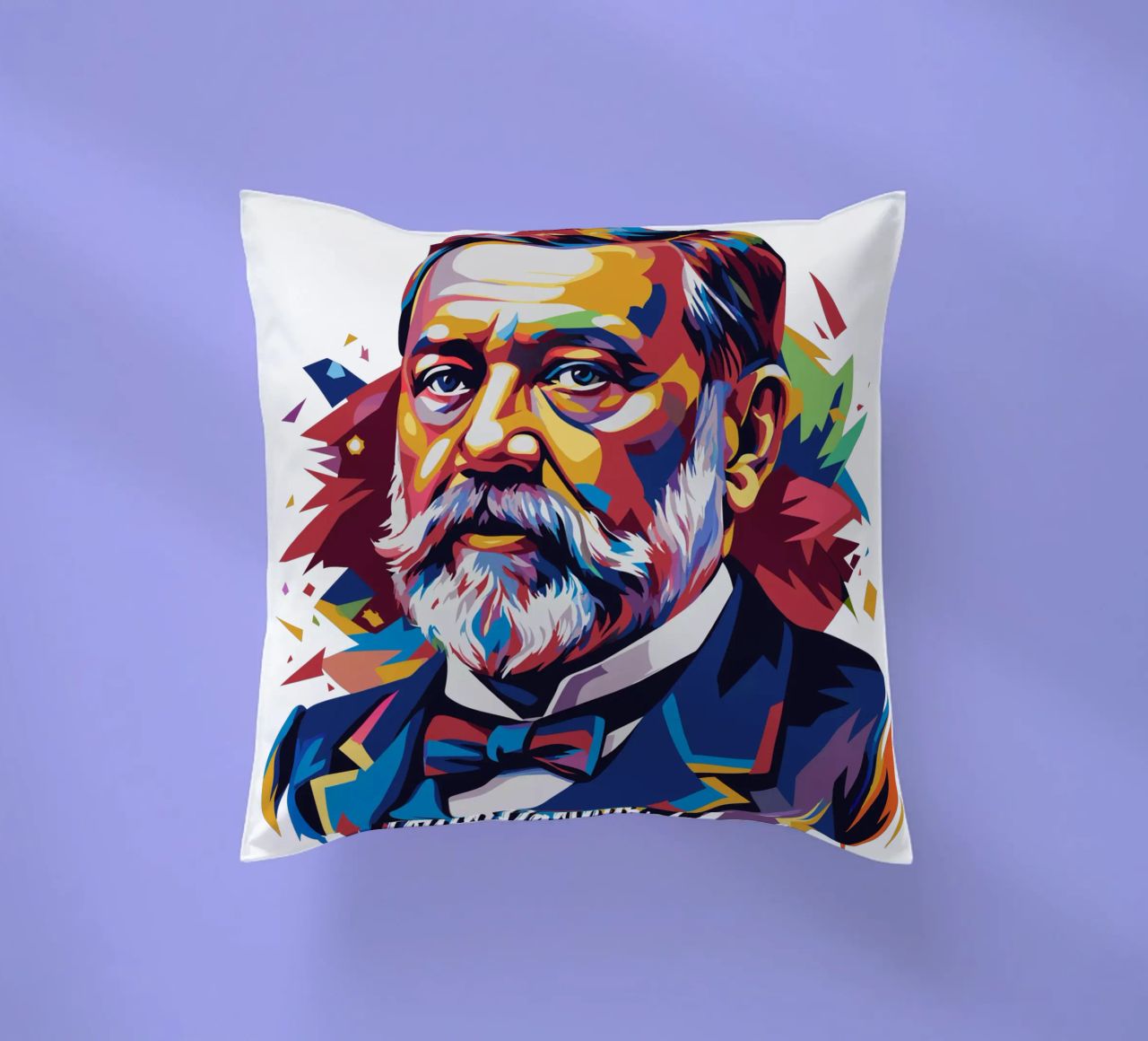 Louis Pasteur in WPAP Pop Art cuscino da vectorartnesia