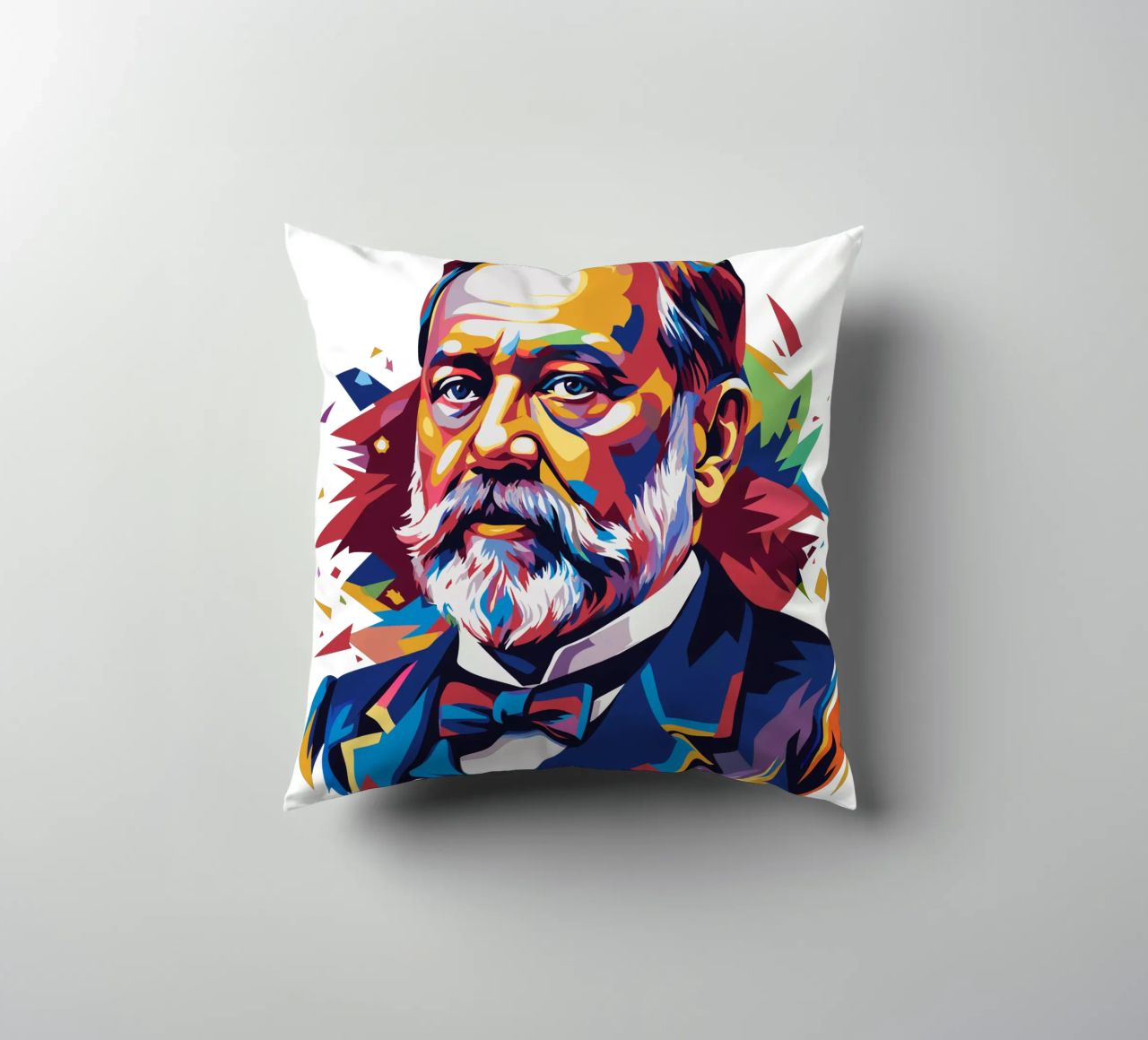 Louis Pasteur in WPAP Pop Art cuscino da vectorartnesia