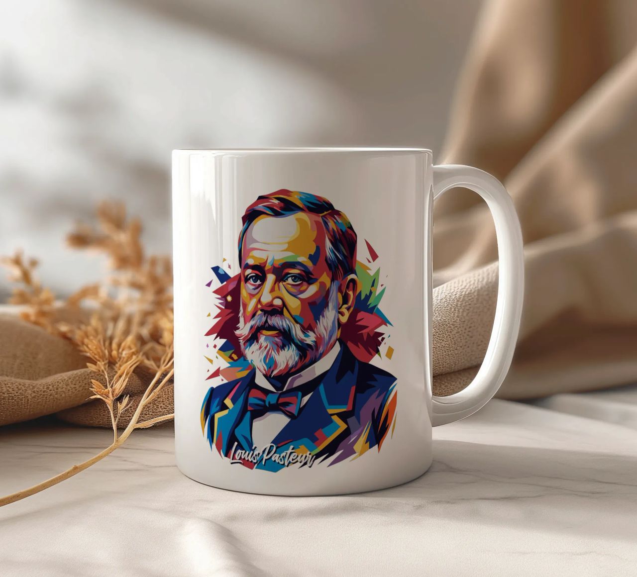Louis Pasteur in WPAP Pop Art tazza in ceramica da vectorartnesia