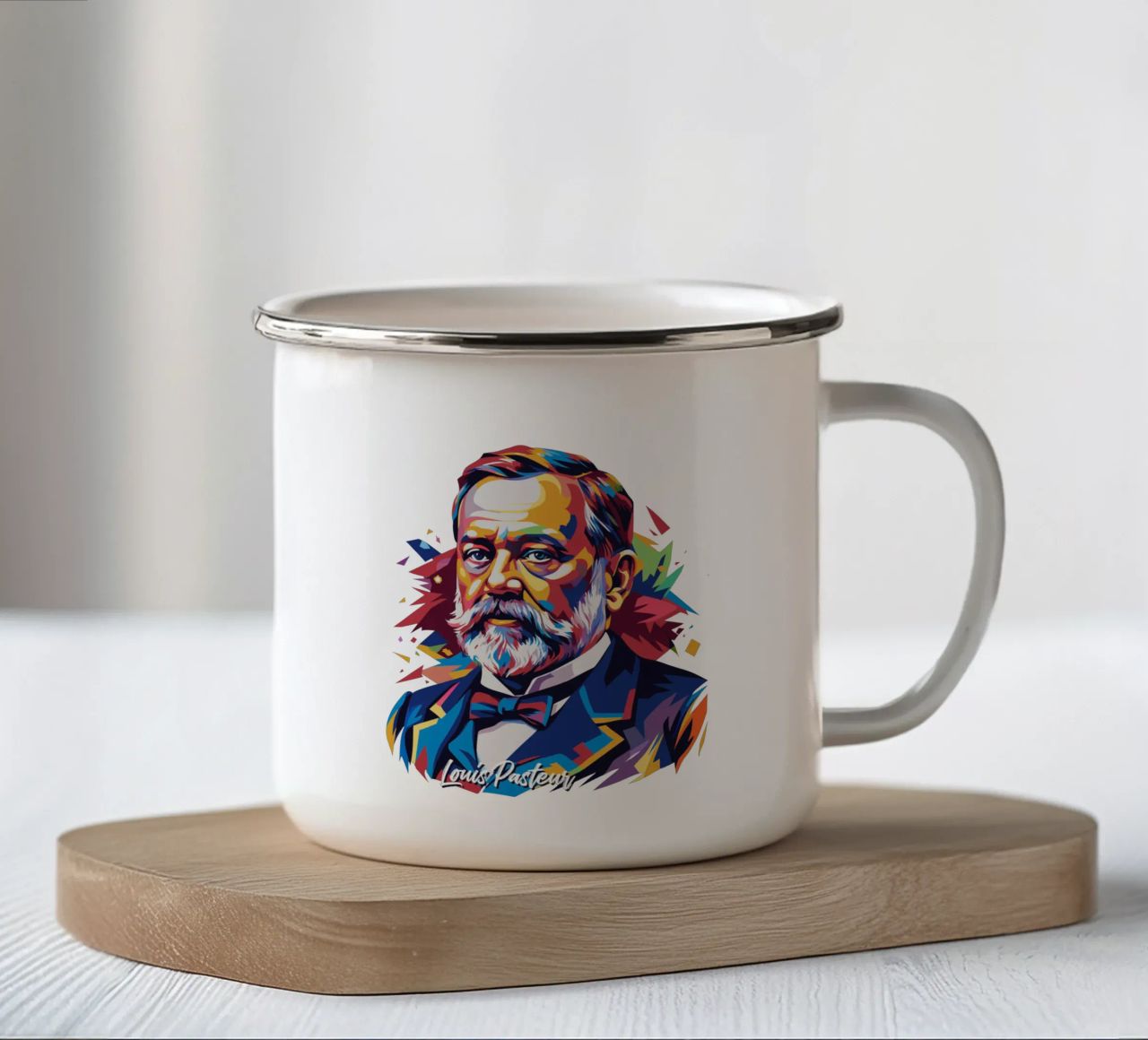 Louis Pasteur in WPAP Pop Art tazza in smalto da vectorartnesia