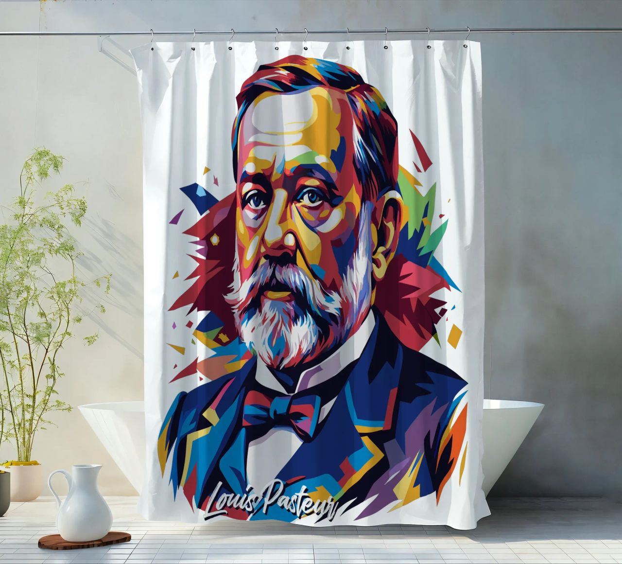 Louis Pasteur in WPAP Pop Art tenda da doccia da vectorartnesia