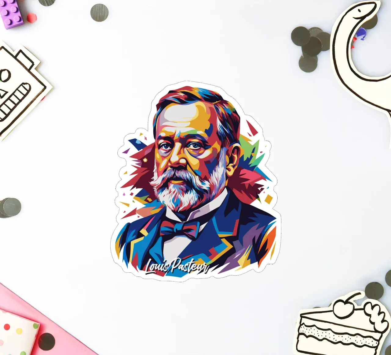 Louis Pasteur in WPAP Pop Art adesivo da vectorartnesia