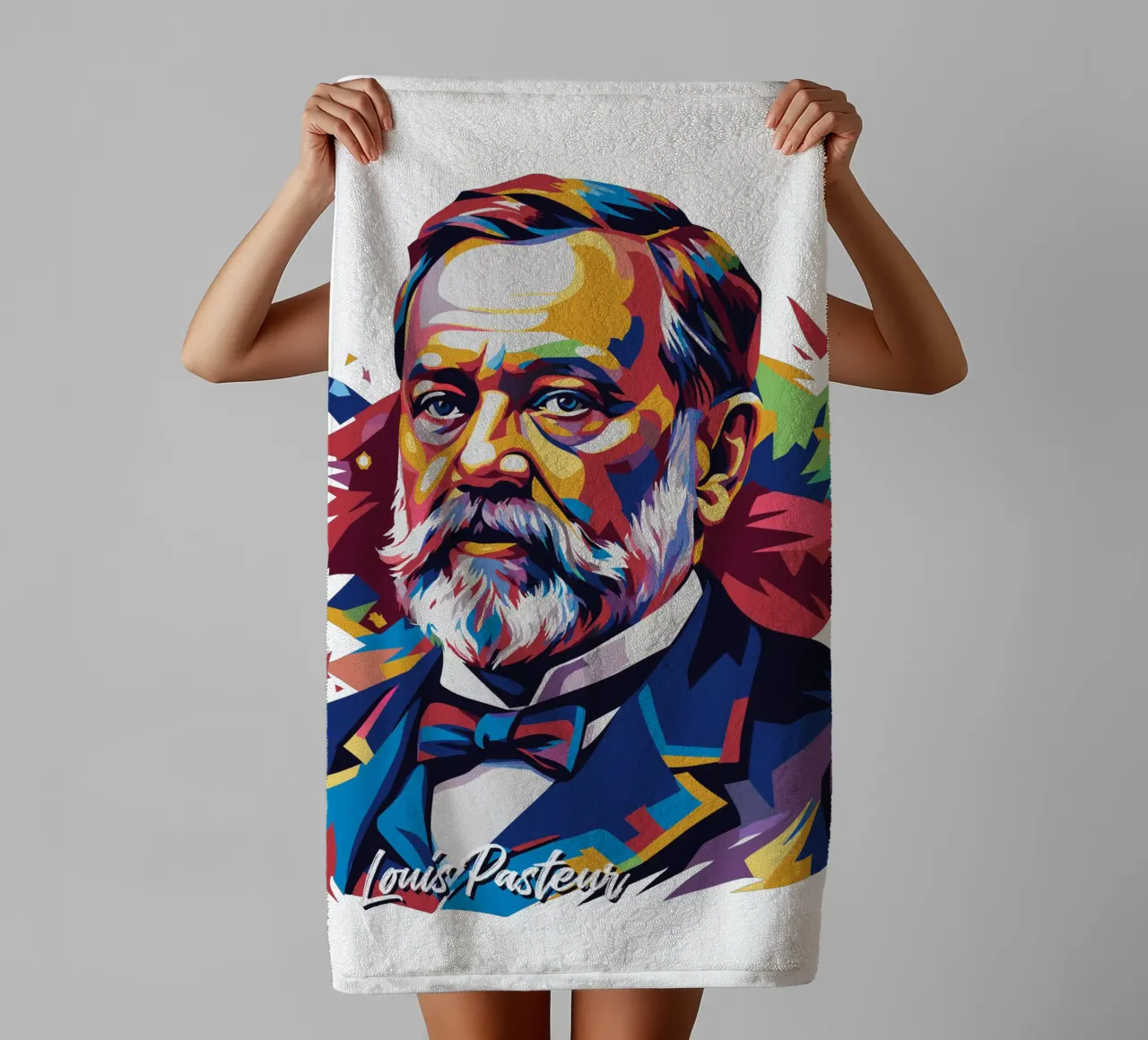 Louis Pasteur in WPAP Pop Art towel by vectorartnesia