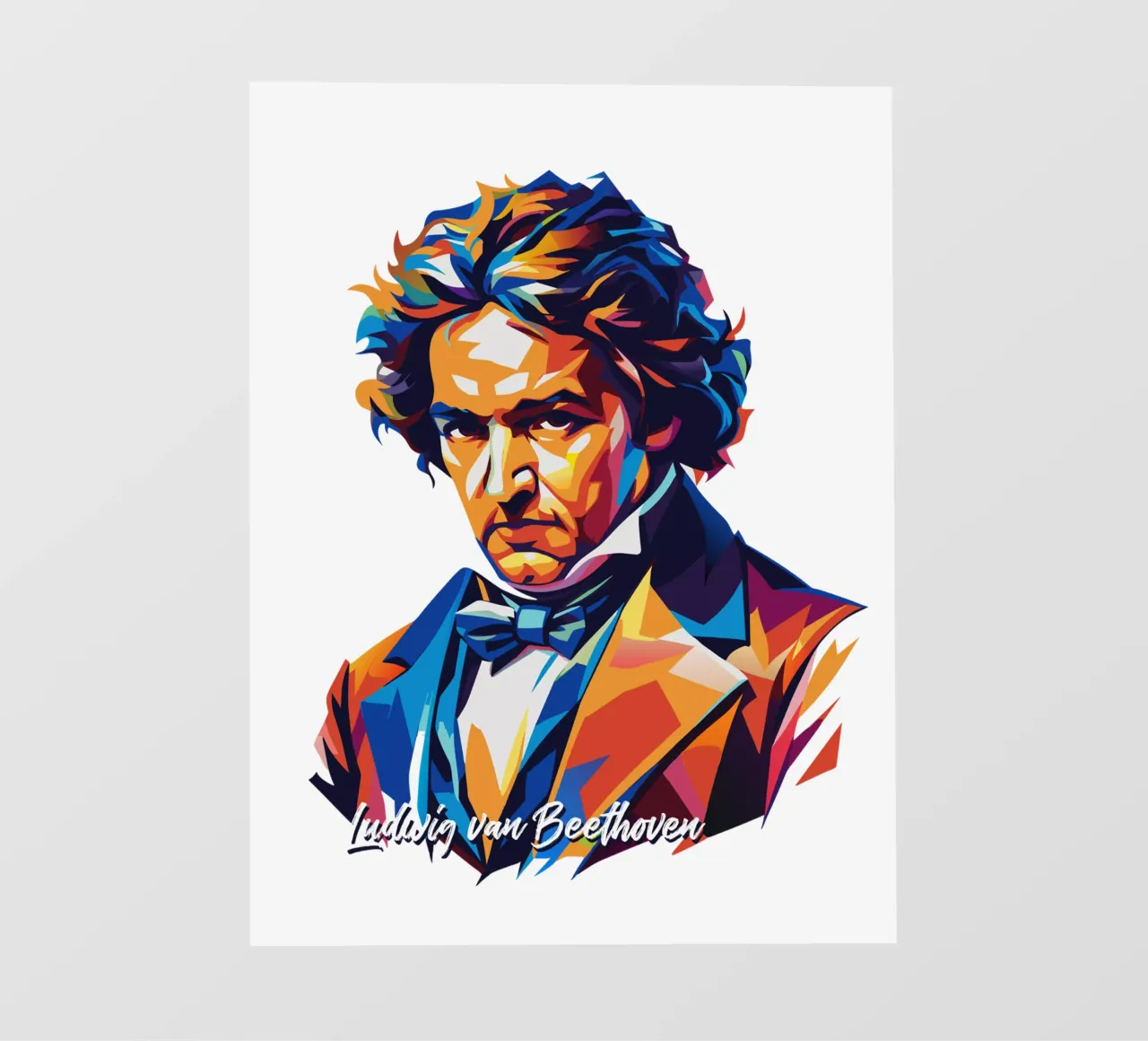 Ludwig van Beethoven WPAP Pop Art pellicola backlit da vectorartnesia