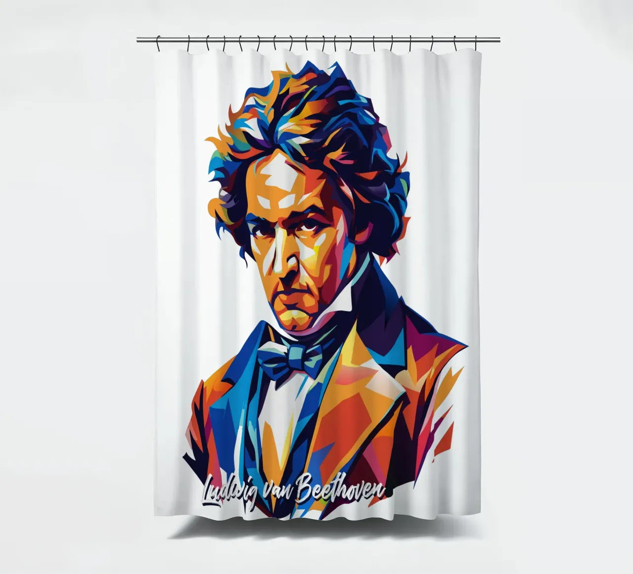Ludwig van Beethoven WPAP Pop Art shower curtain by vectorartnesia