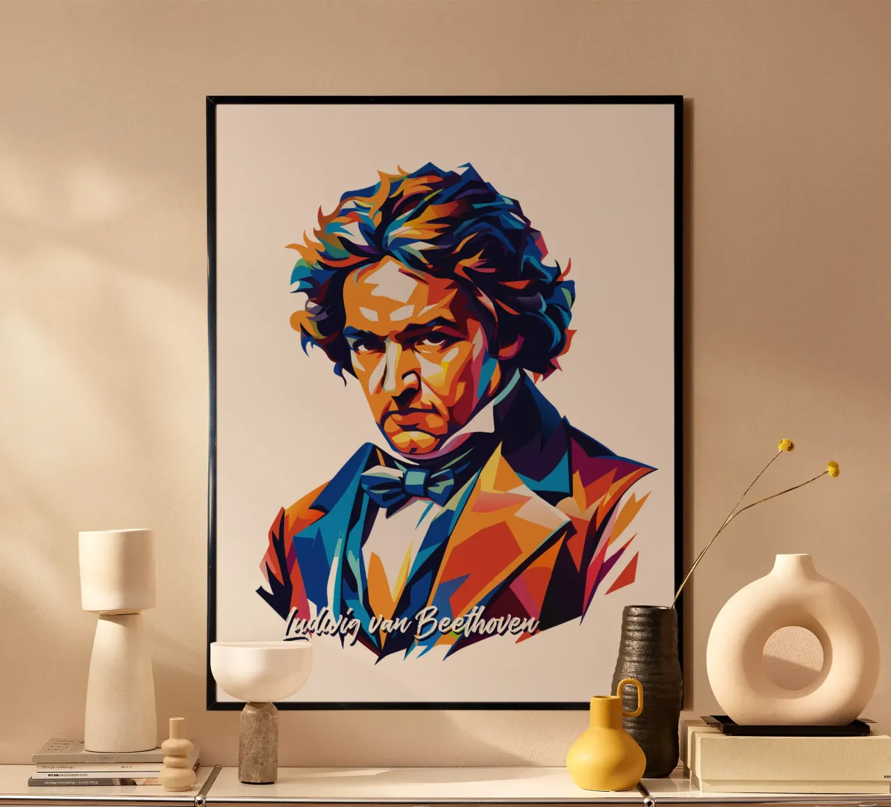 Ludwig van Beethoven WPAP Pop Art carta hahnemühle da vectorartnesia
