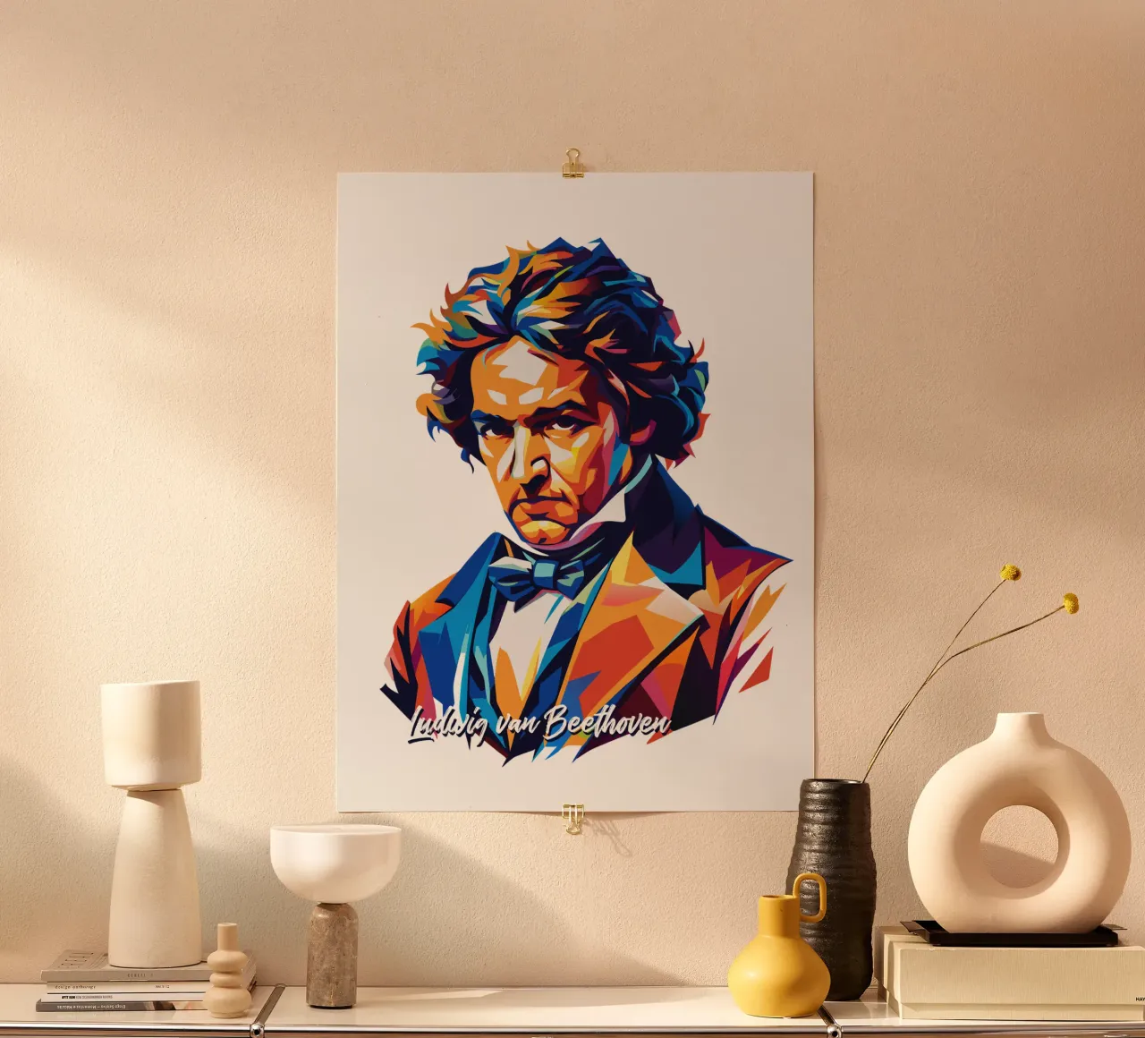 Ludwig van Beethoven WPAP Pop Art carta hahnemühle da vectorartnesia